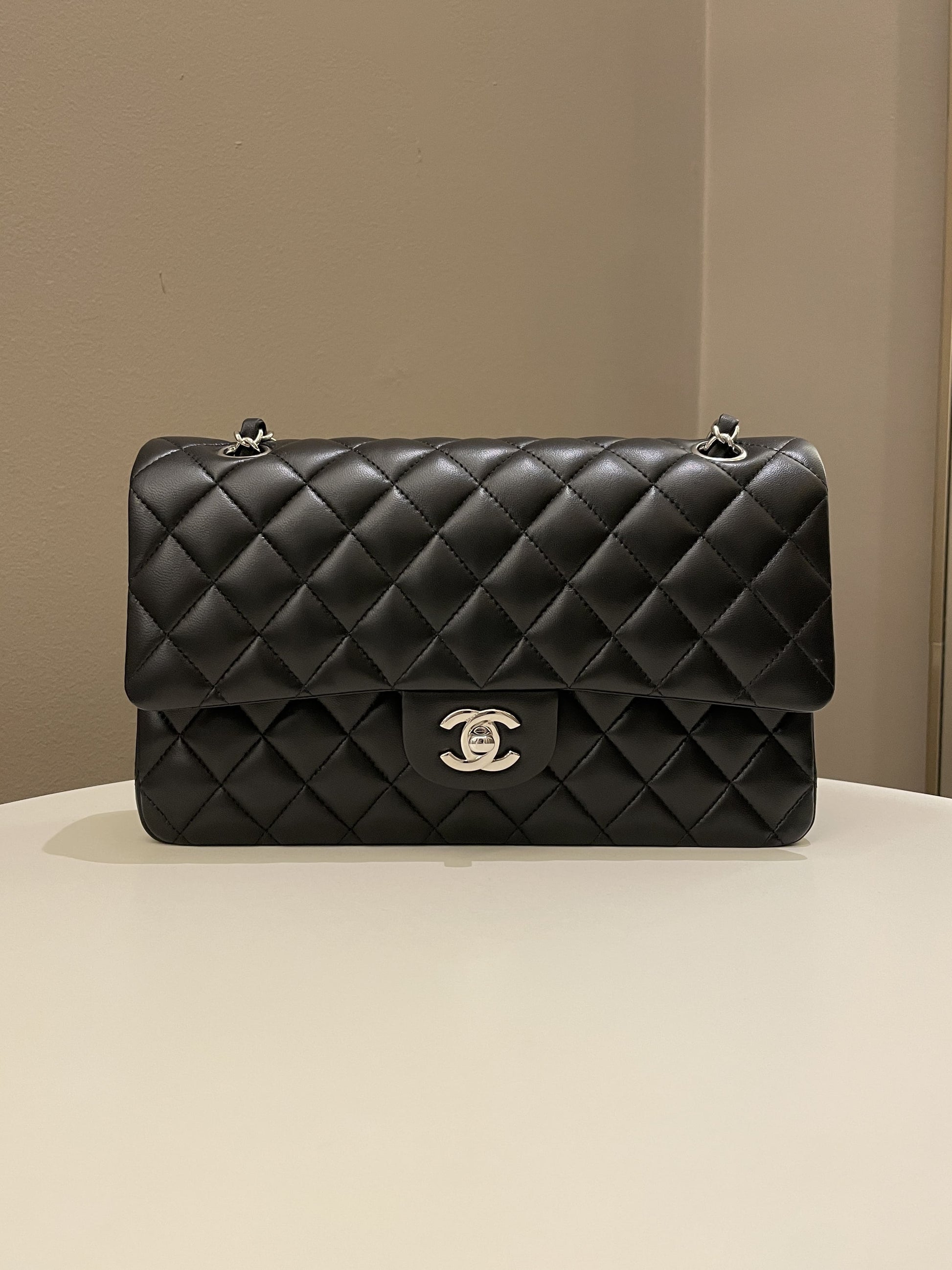 Chanel Classic Quilted Medium Double Flap Black Lambskin - Bags - 23