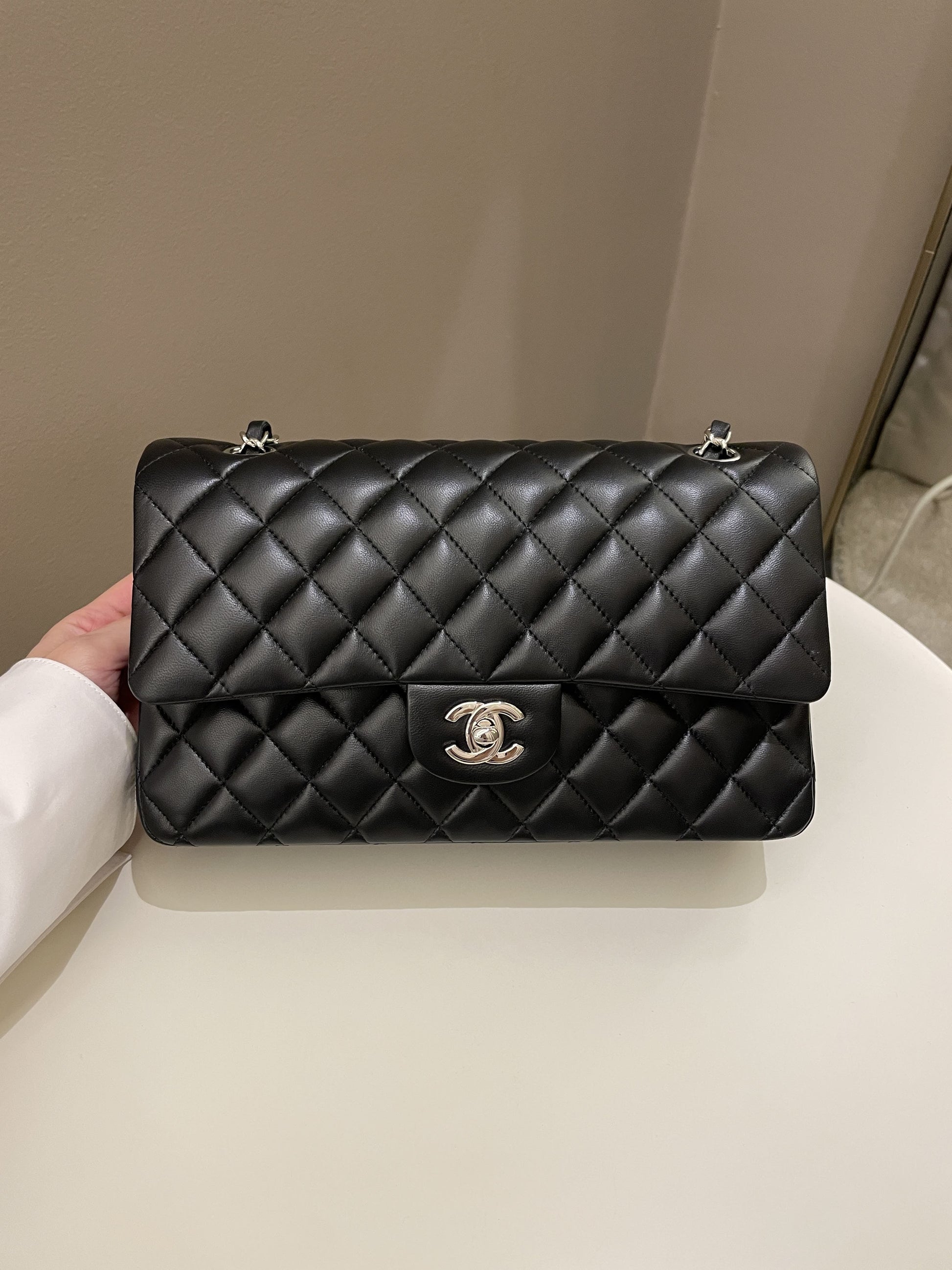 Chanel Classic Quilted Medium Double Flap Black Lambskin - Bags - 3