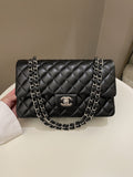 Chanel Classic Quilted Medium Double Flap Black Lambskin - Bags - 24