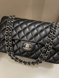Chanel Classic Quilted Medium Double Flap Black Lambskin - Bags - 2