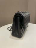 Chanel Classic Quilted Medium Double Flap Black Lambskin - Bags - 6