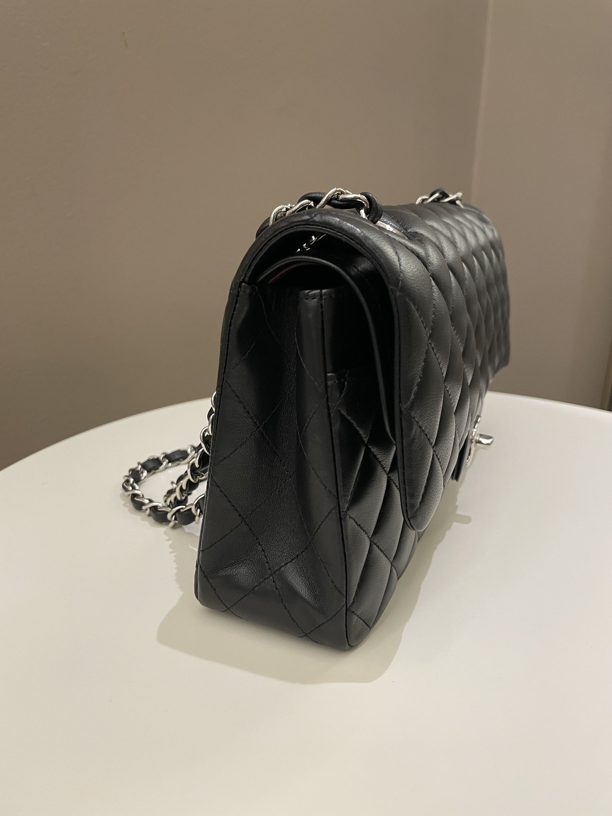 Chanel Classic Quilted Medium Double Flap Black Lambskin - Bags - 6