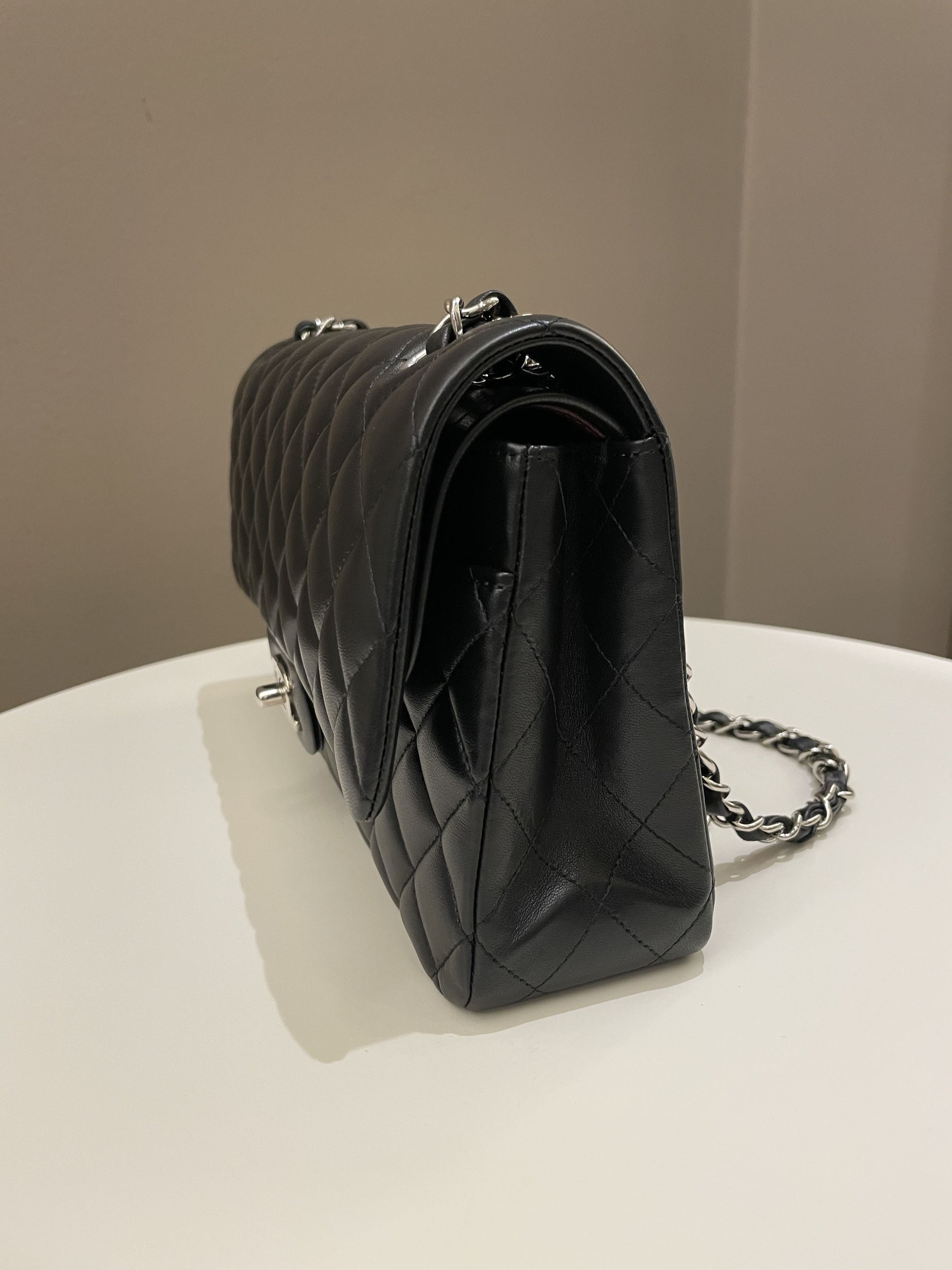 Chanel Classic Quilted Medium Double Flap Black Lambskin - Bags - 7