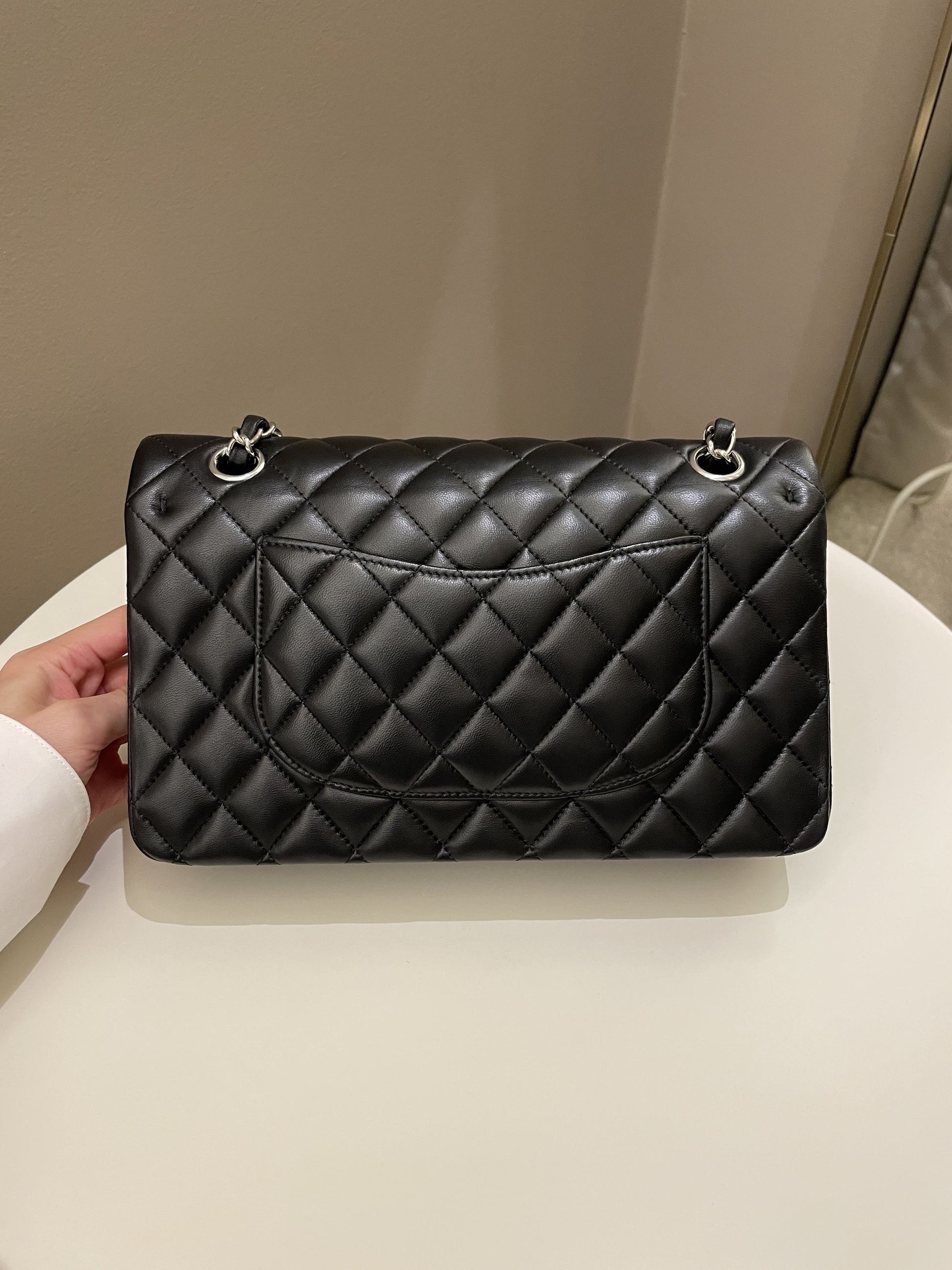 Chanel Classic Quilted Medium Double Flap Black Lambskin - Bags - 4