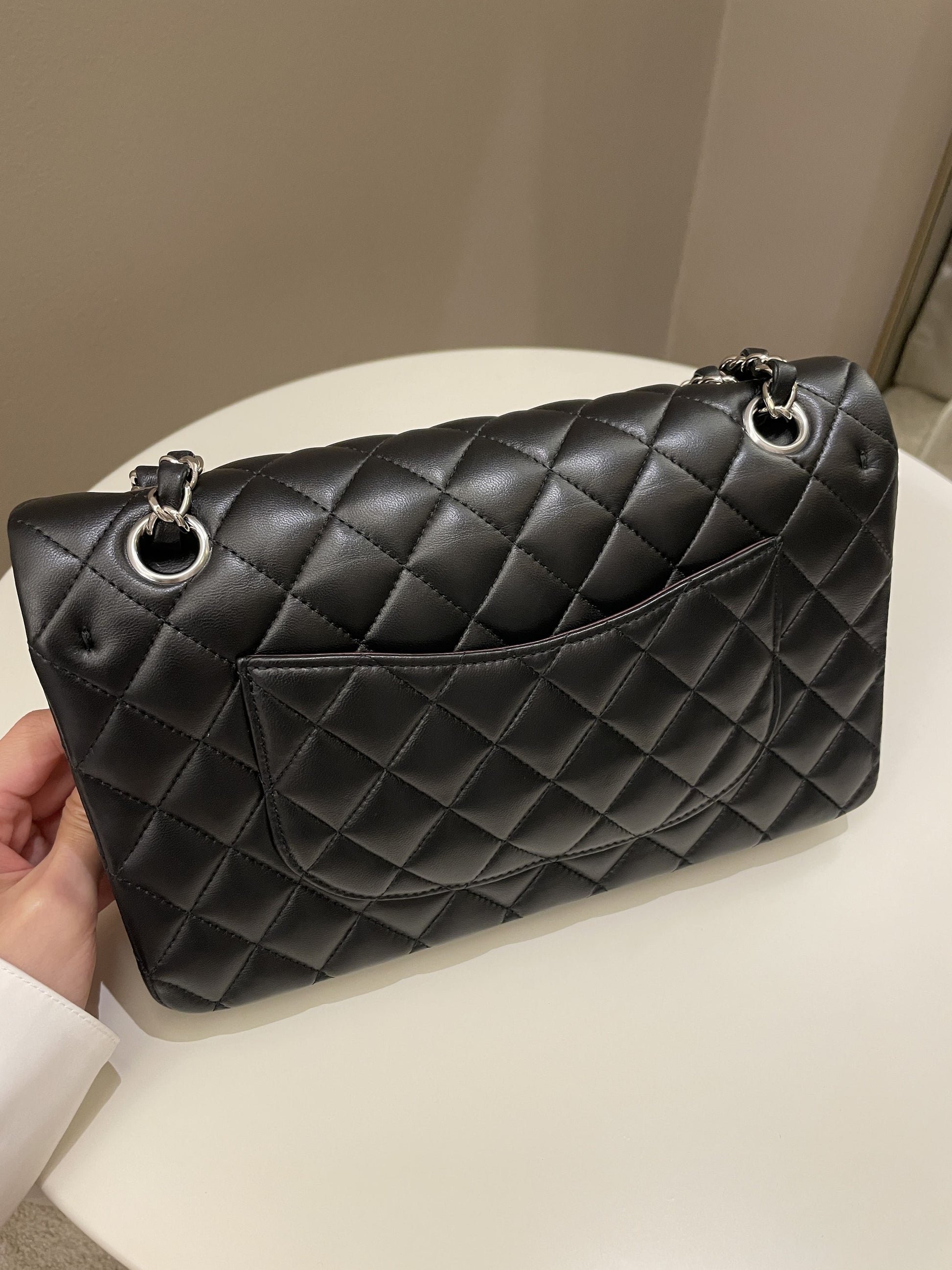 Chanel Classic Quilted Medium Double Flap Black Lambskin - Bags - 5