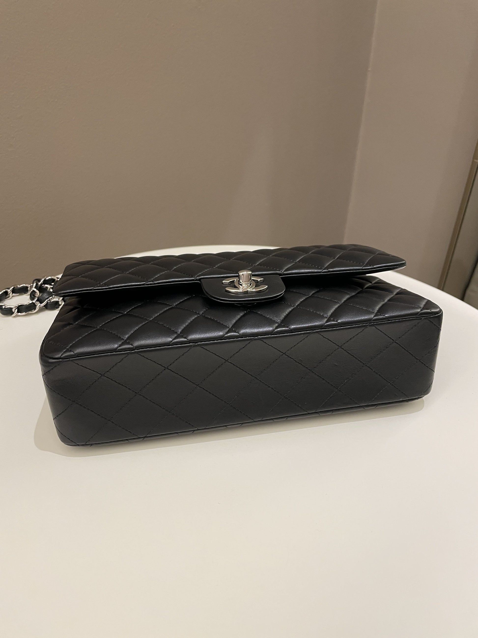 Chanel Classic Quilted Medium Double Flap Black Lambskin - Bags - 8