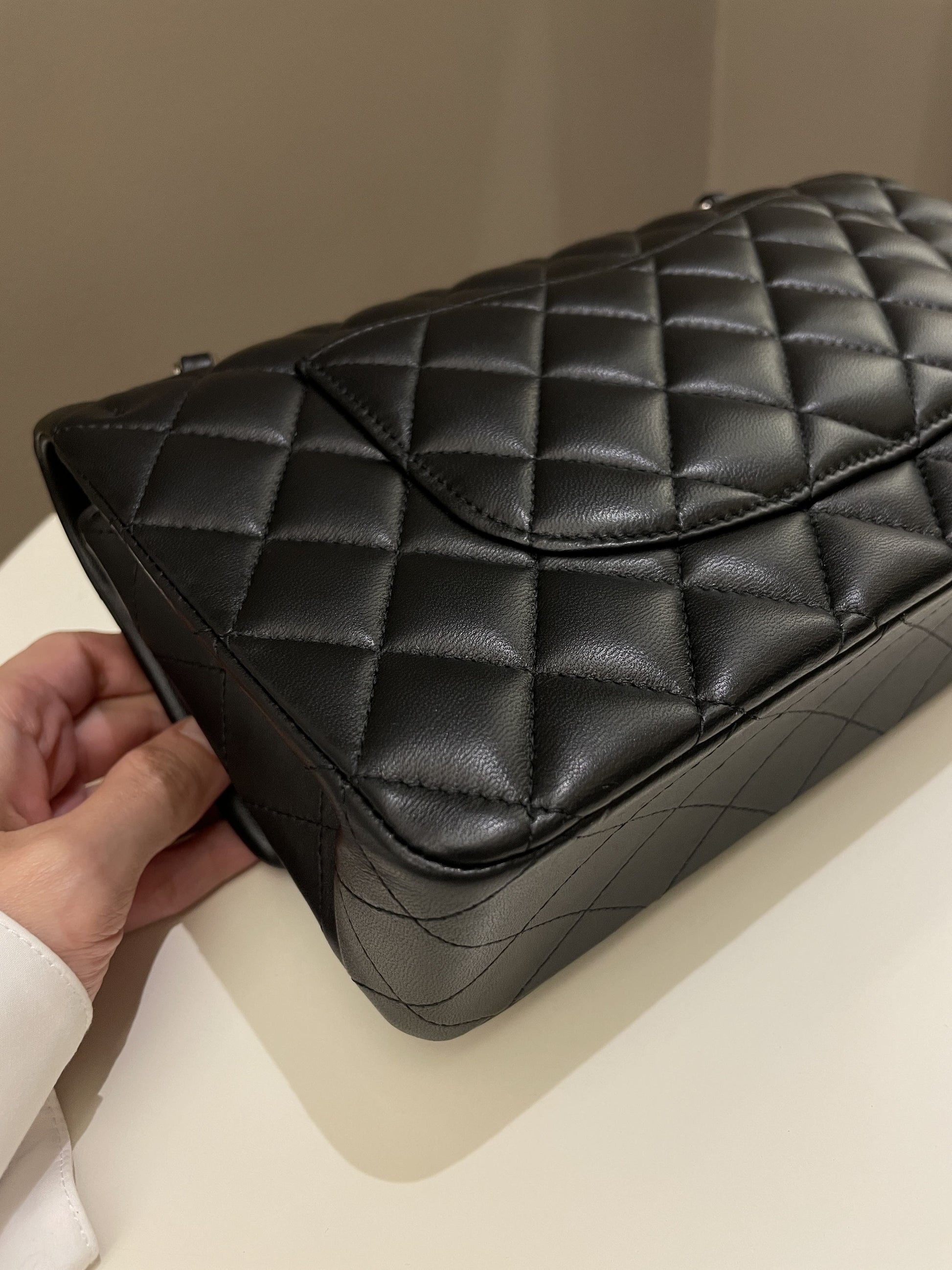 Chanel Classic Quilted Medium Double Flap Black Lambskin - Bags - 11
