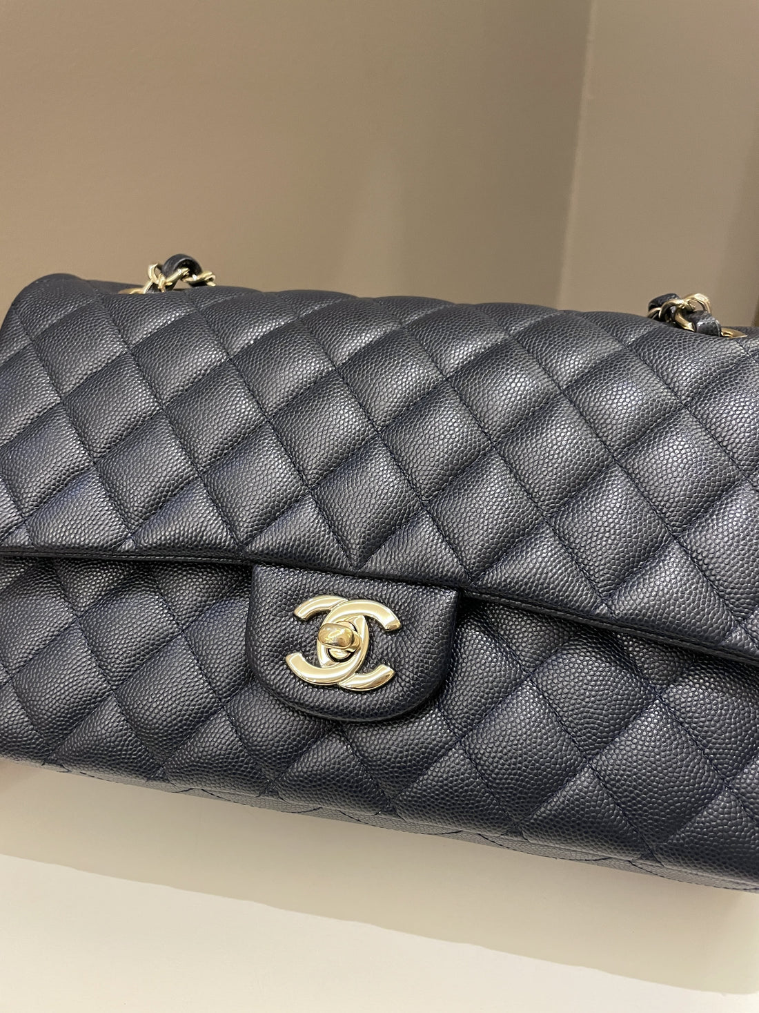 Chanel Classic Quilted Medium Double Flap Midnight Blue Caviar - Bags