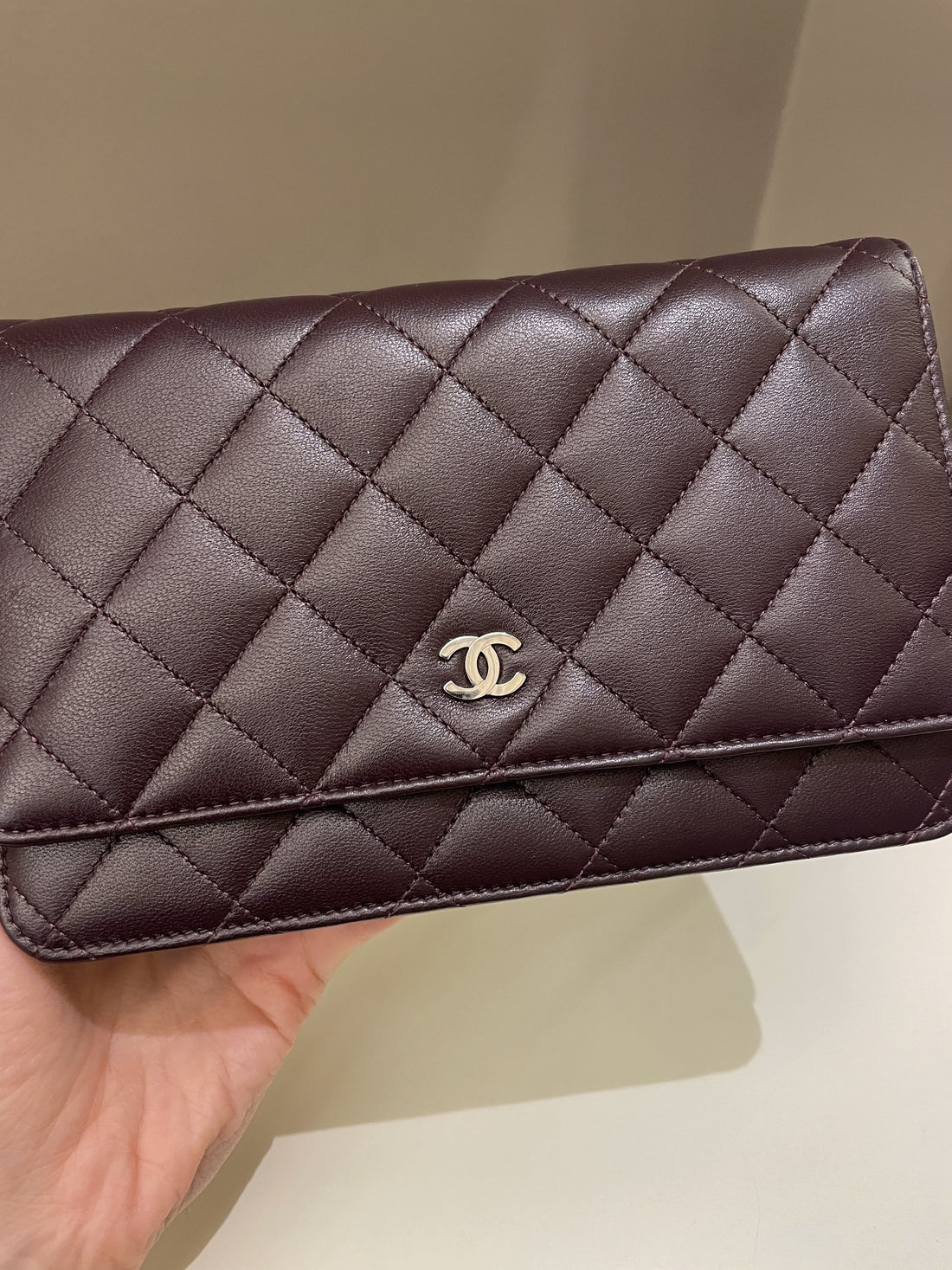 Chanel Classic Quilted Wallet On Chain Dark Burgundy - Bags