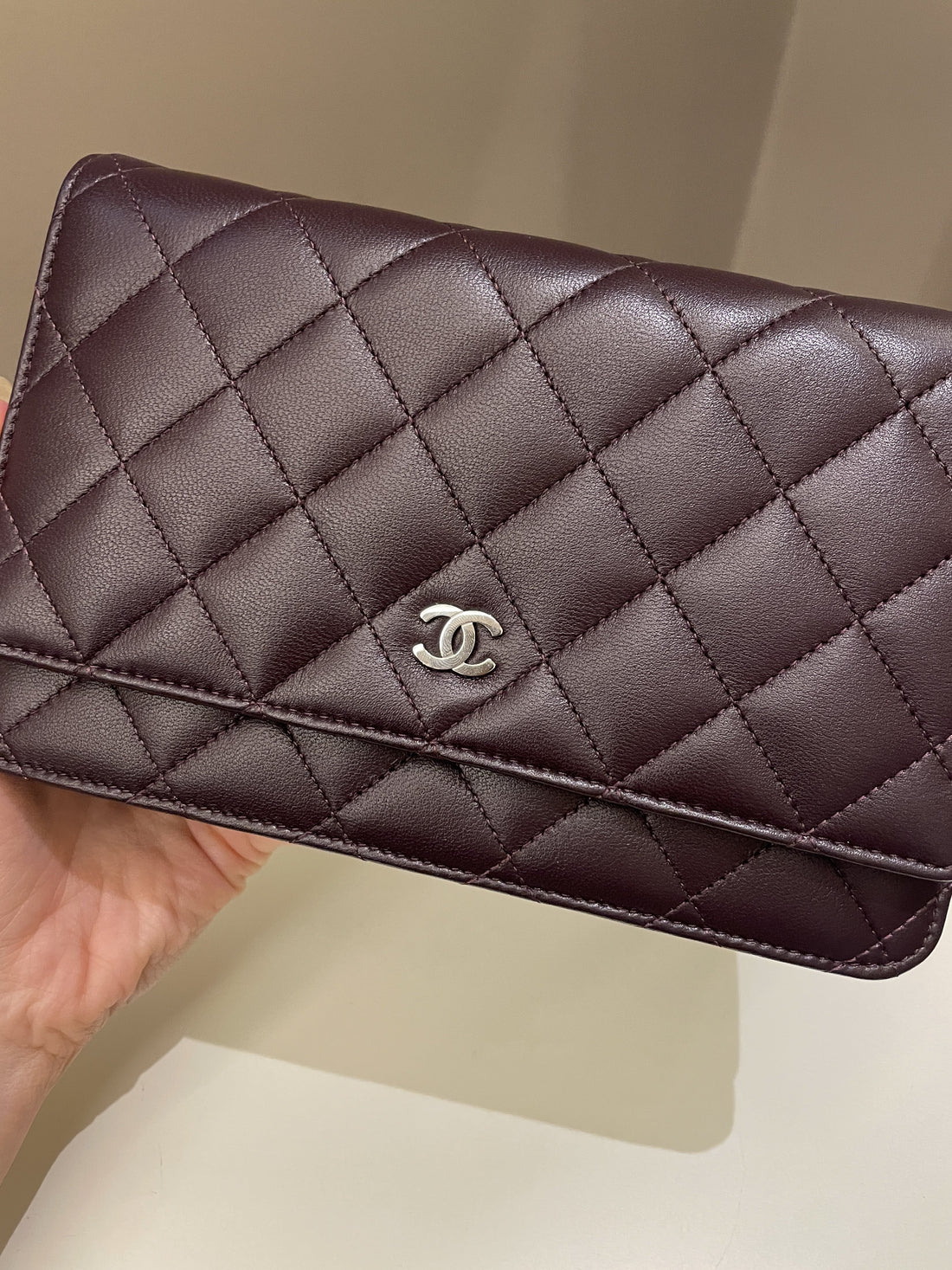 Chanel Classic Quilted Wallet On Chain Dark Burgundy - Bags