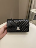 Chanel Classic Chevron Mini Rectangular Black Lambskin - Bags - 23