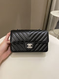Chanel Classic Chevron Mini Rectangular Black Lambskin - Bags - 2