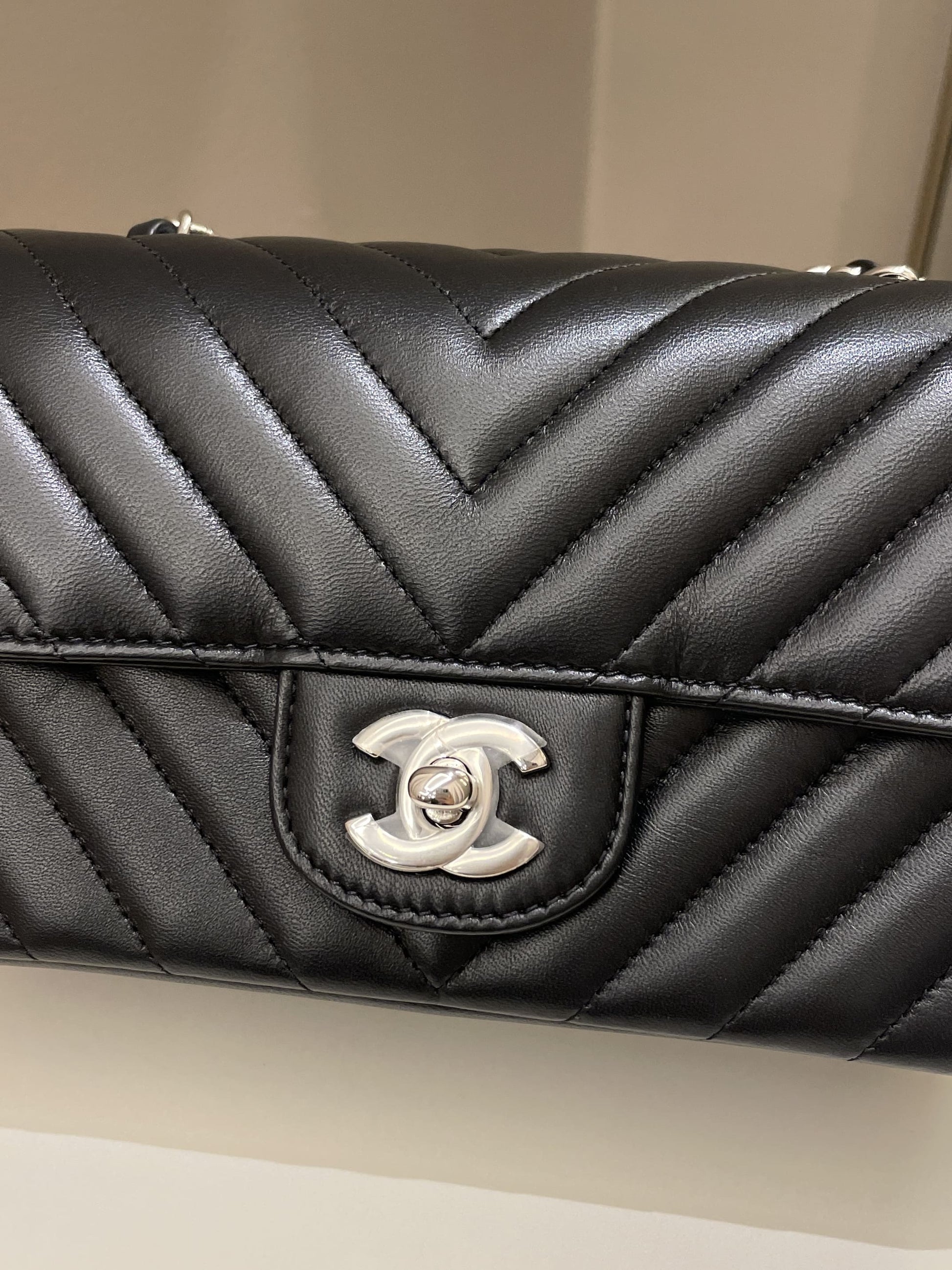 Chanel Classic Chevron Mini Rectangular Black Lambskin - Bags - 3