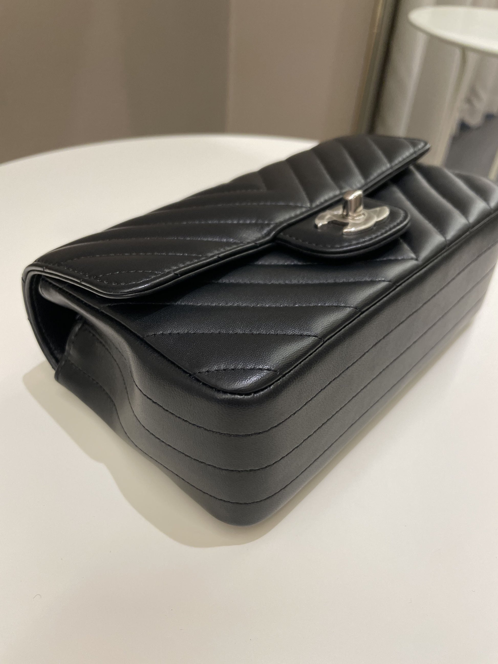 Chanel Classic Chevron Mini Rectangular Black Lambskin - Bags - 10