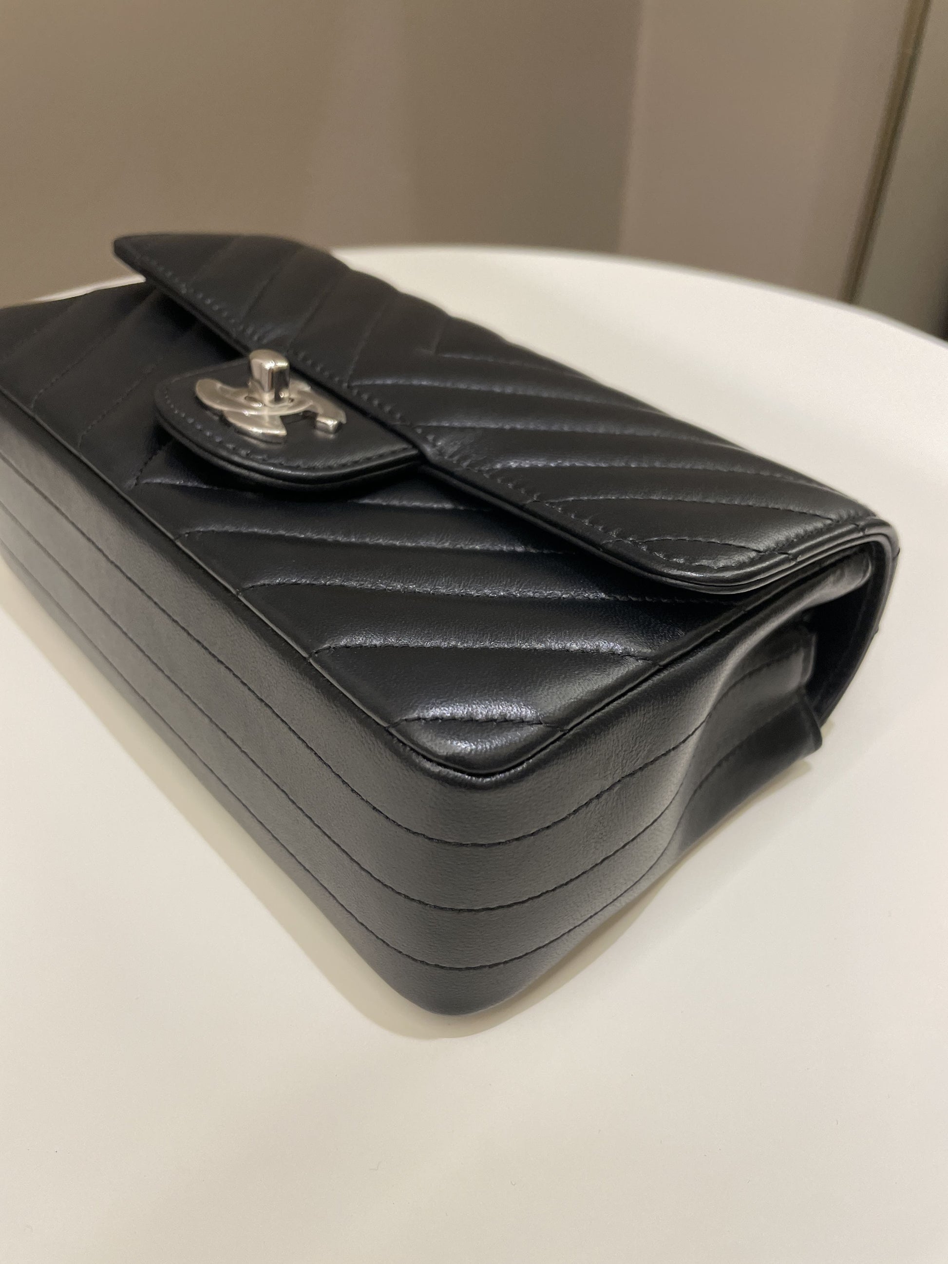 Chanel Classic Chevron Mini Rectangular Black Lambskin - Bags - 11