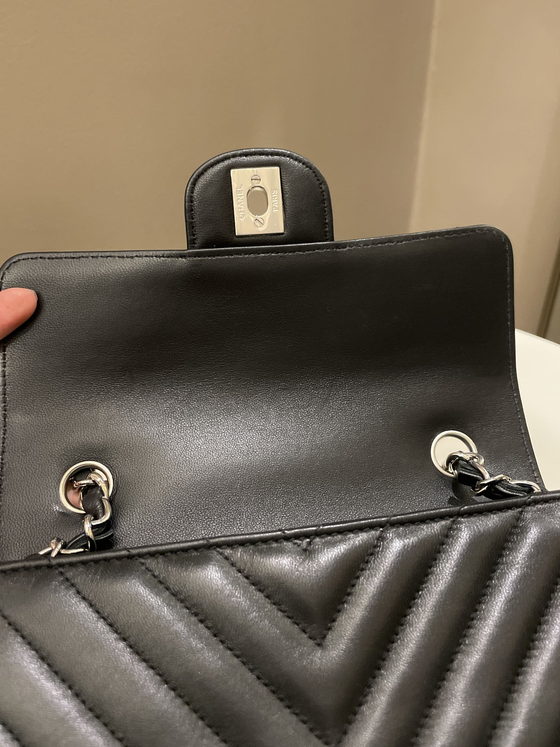 Chanel Classic Chevron Mini Rectangular Black Lambskin - Bags - 15