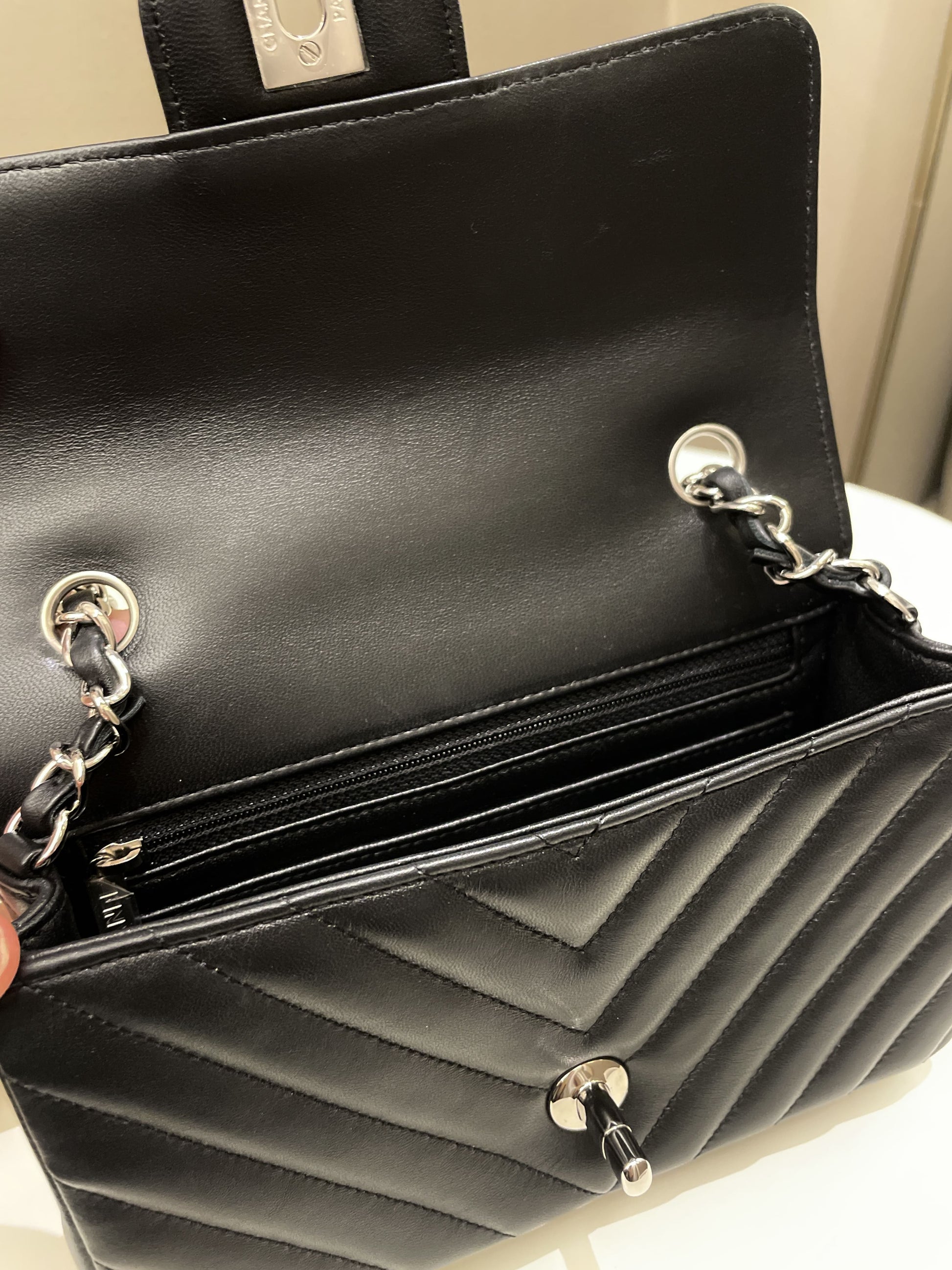 Chanel Classic Chevron Mini Rectangular Black Lambskin - Bags - 21
