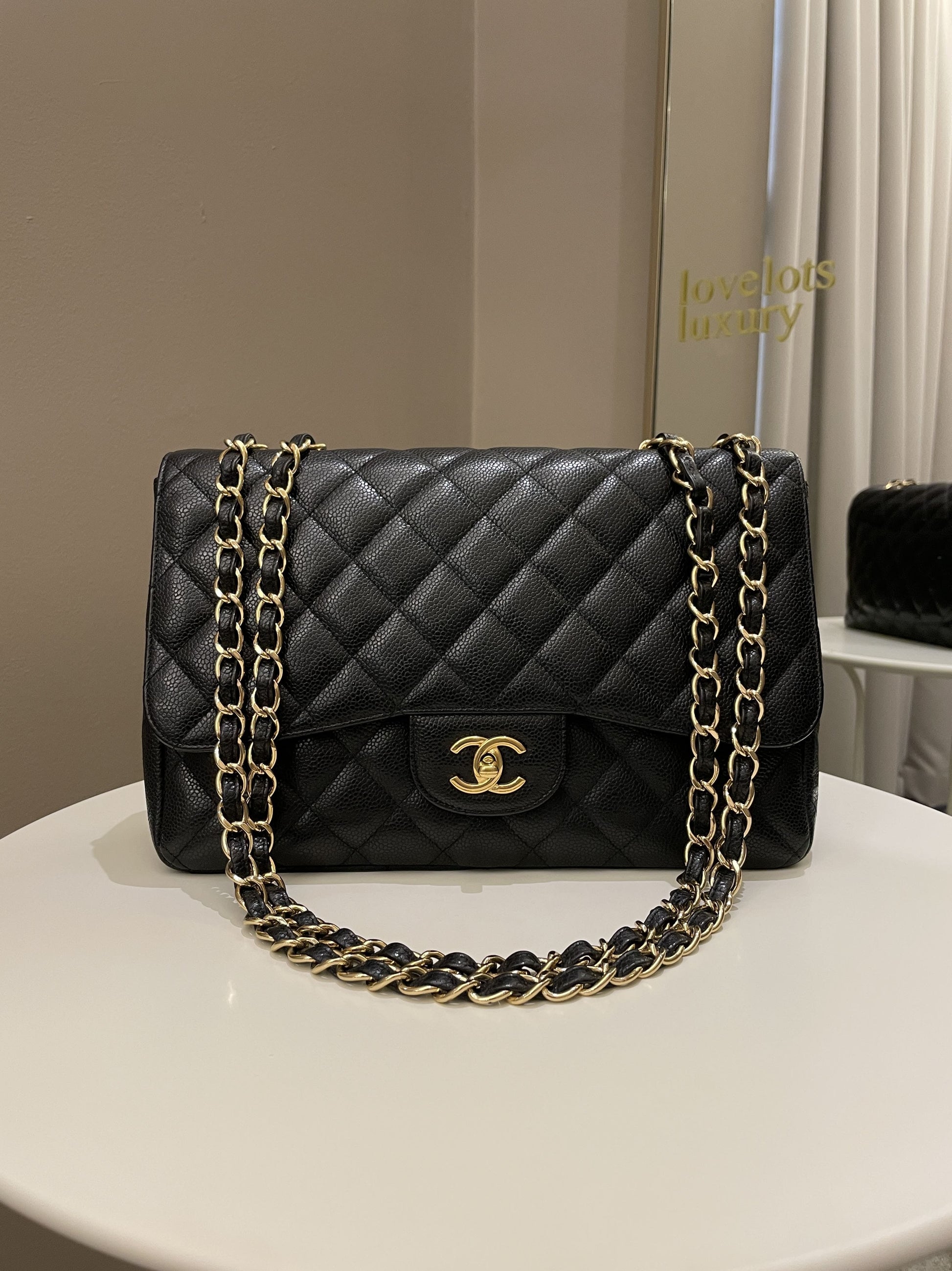 Chanel Classic Quilted Jumbo Single Flap Black Caviar - Bags - 18