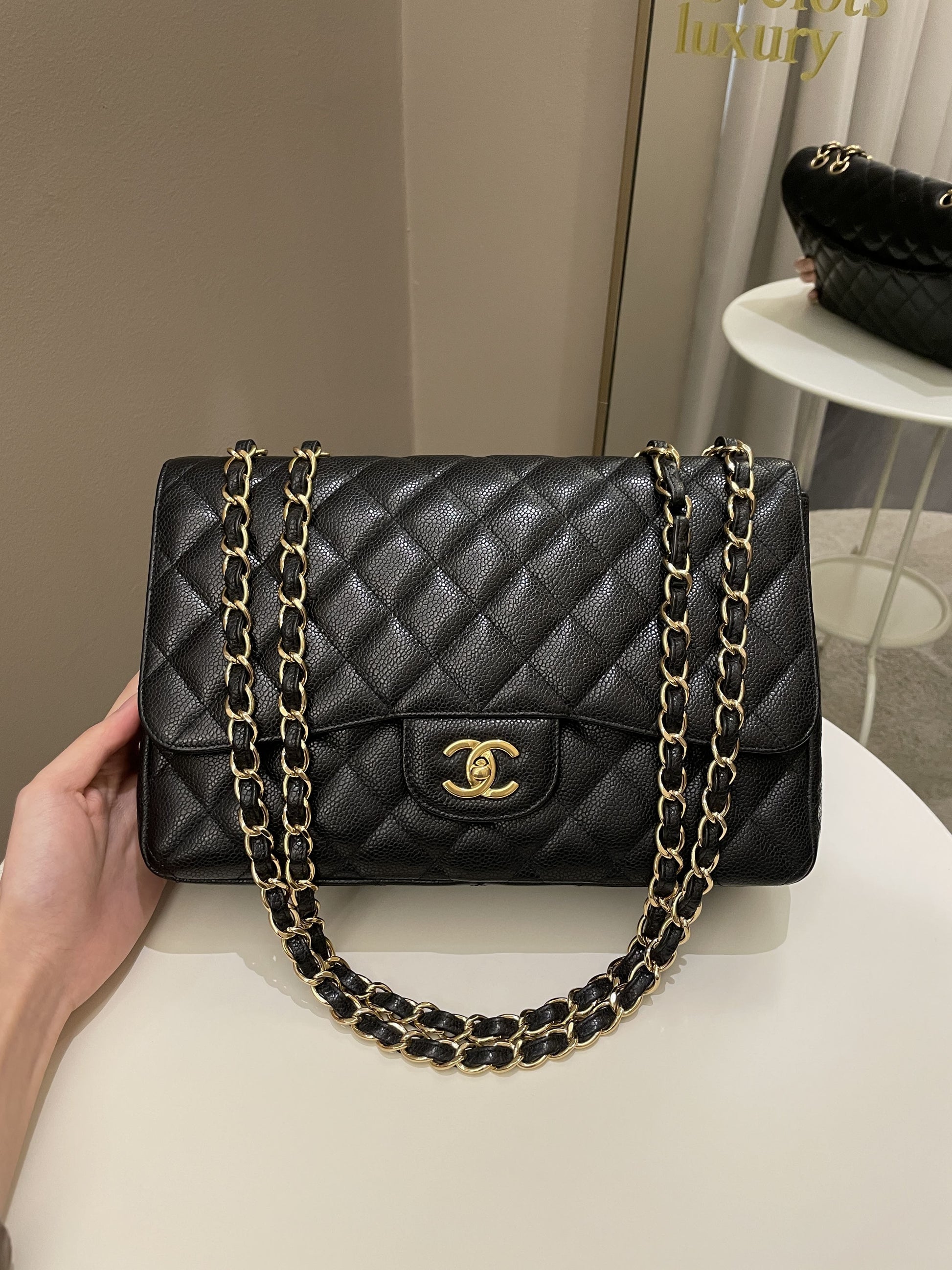 Chanel Classic Quilted Jumbo Single Flap Black Caviar - Bags - 19