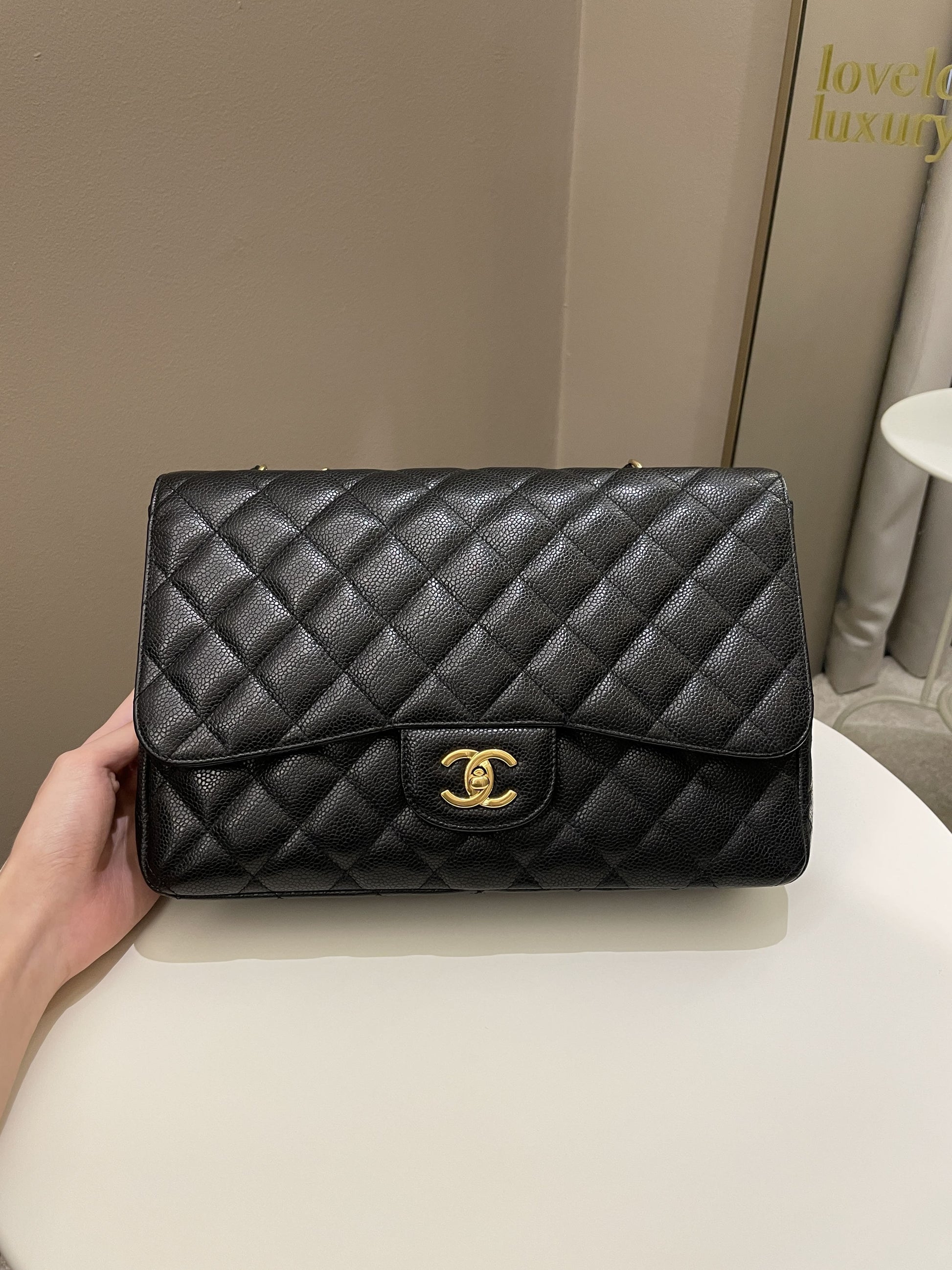 Chanel Classic Quilted Jumbo Single Flap Black Caviar - Bags - 2
