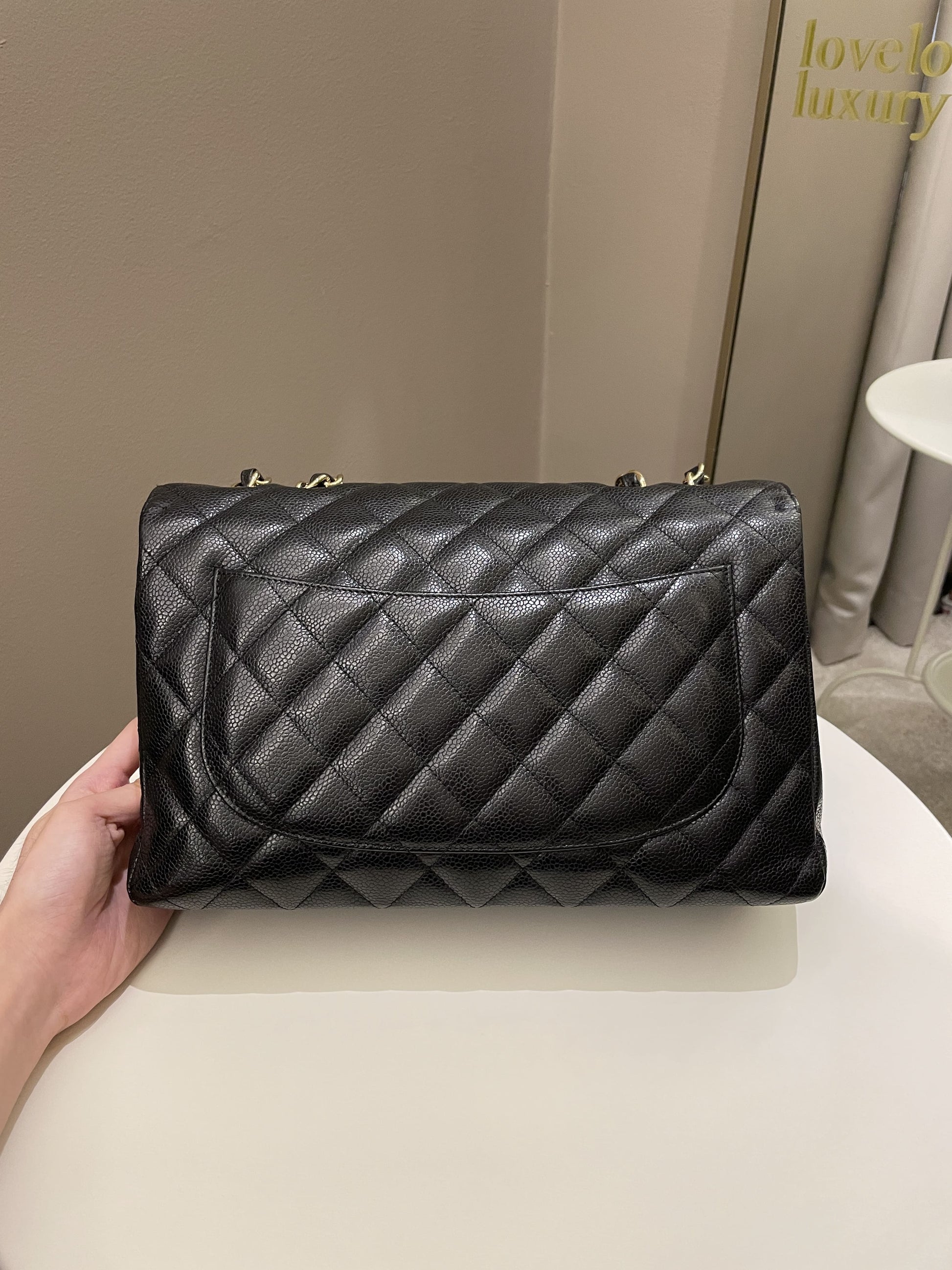 Chanel Classic Quilted Jumbo Single Flap Black Caviar - Bags - 3