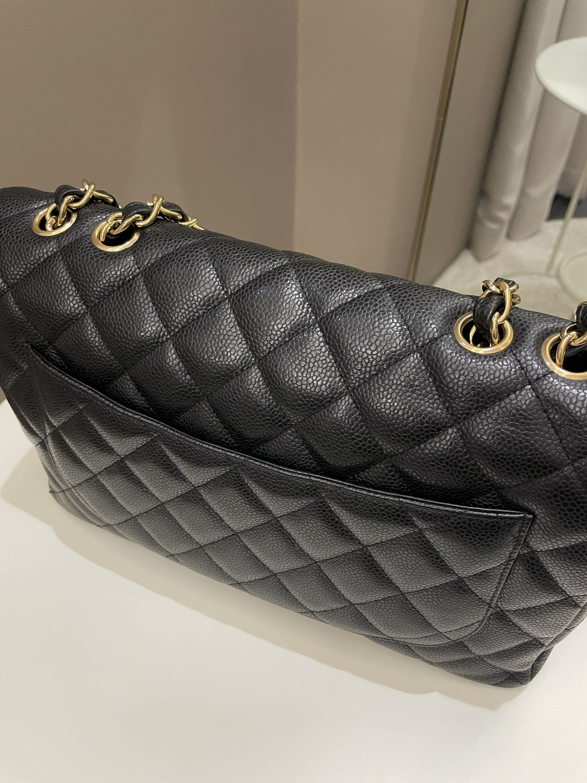 Chanel Classic Quilted Jumbo Single Flap Black Caviar - Bags - 4