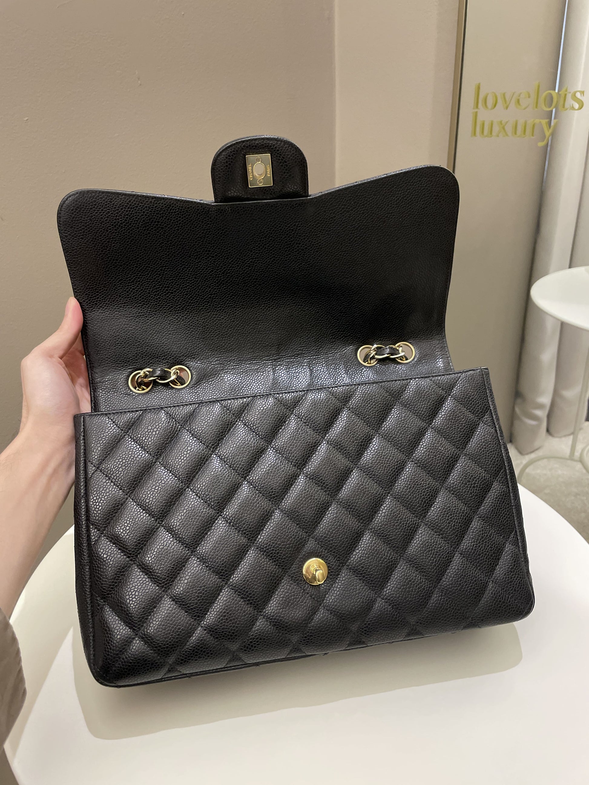 Chanel Classic Quilted Jumbo Single Flap Black Caviar - Bags - 12