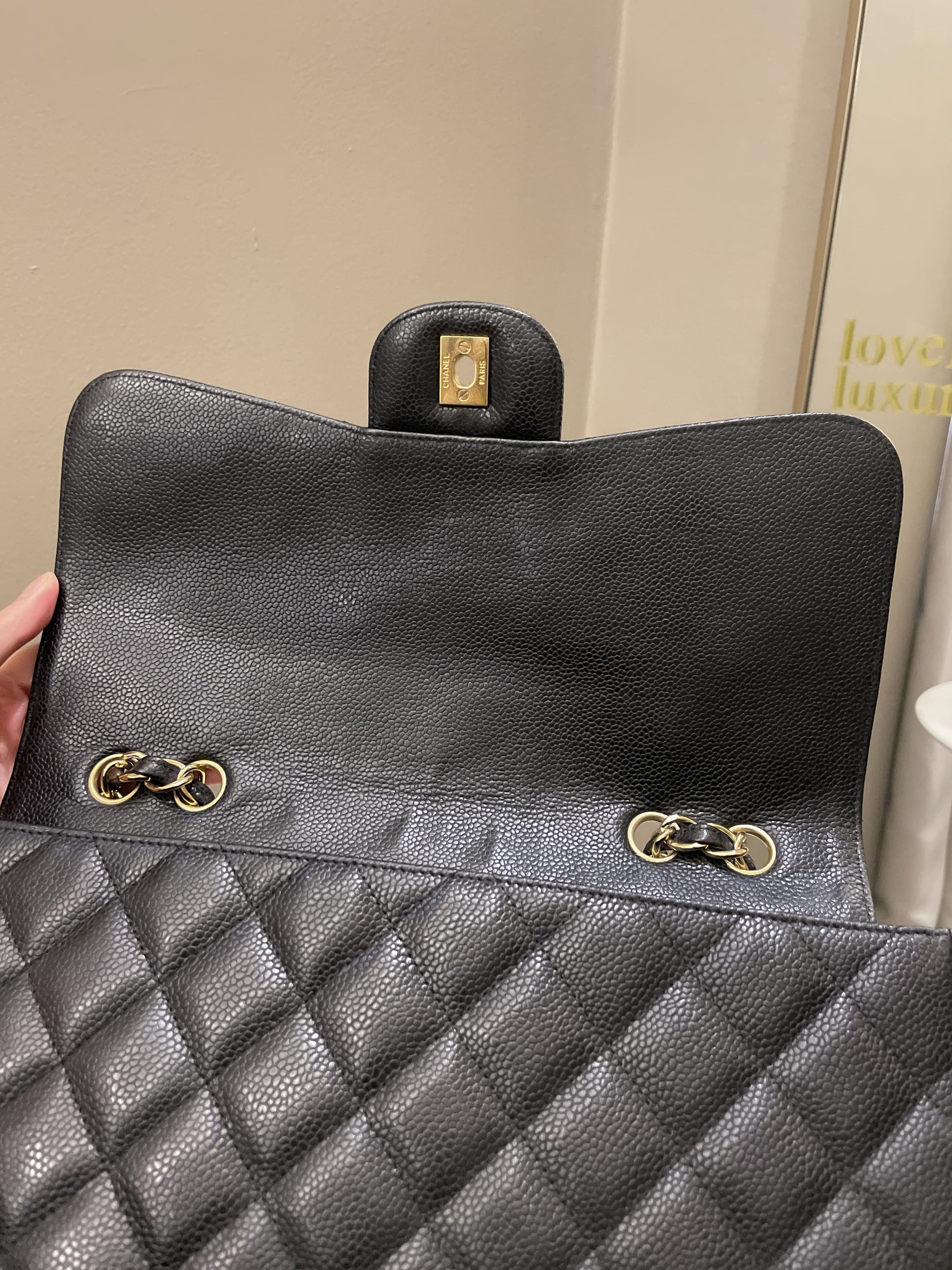 Chanel Classic Quilted Jumbo Single Flap Black Caviar - Bags - 13