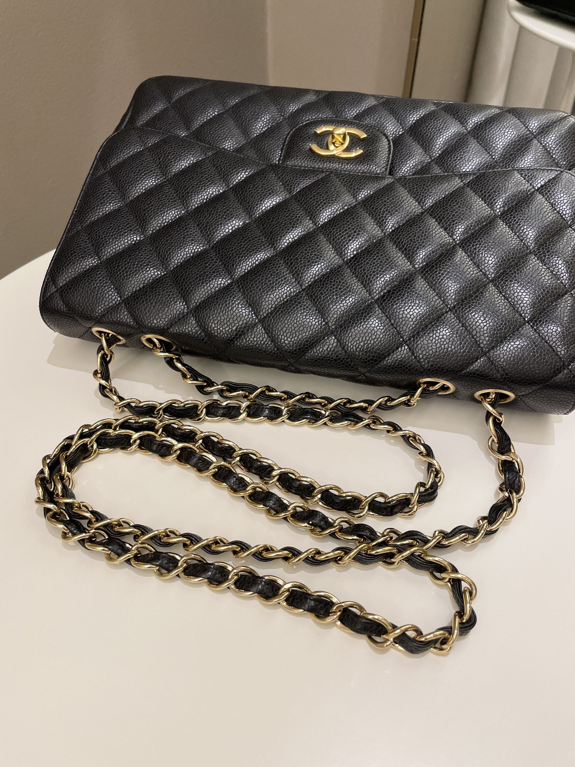 Chanel Classic Quilted Jumbo Single Flap Black Caviar - Bags - 16