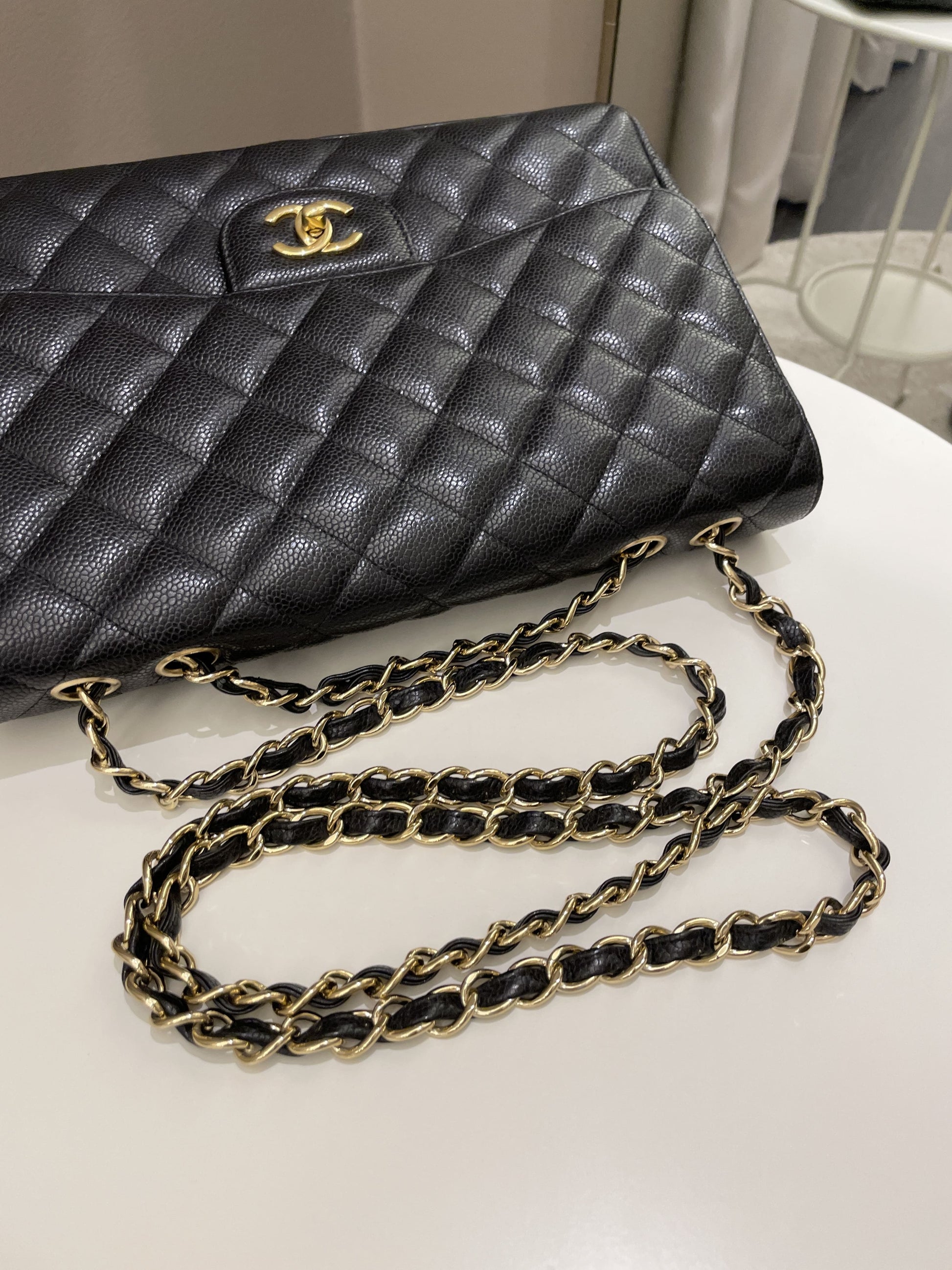 Chanel Classic Quilted Jumbo Single Flap Black Caviar - Bags - 17