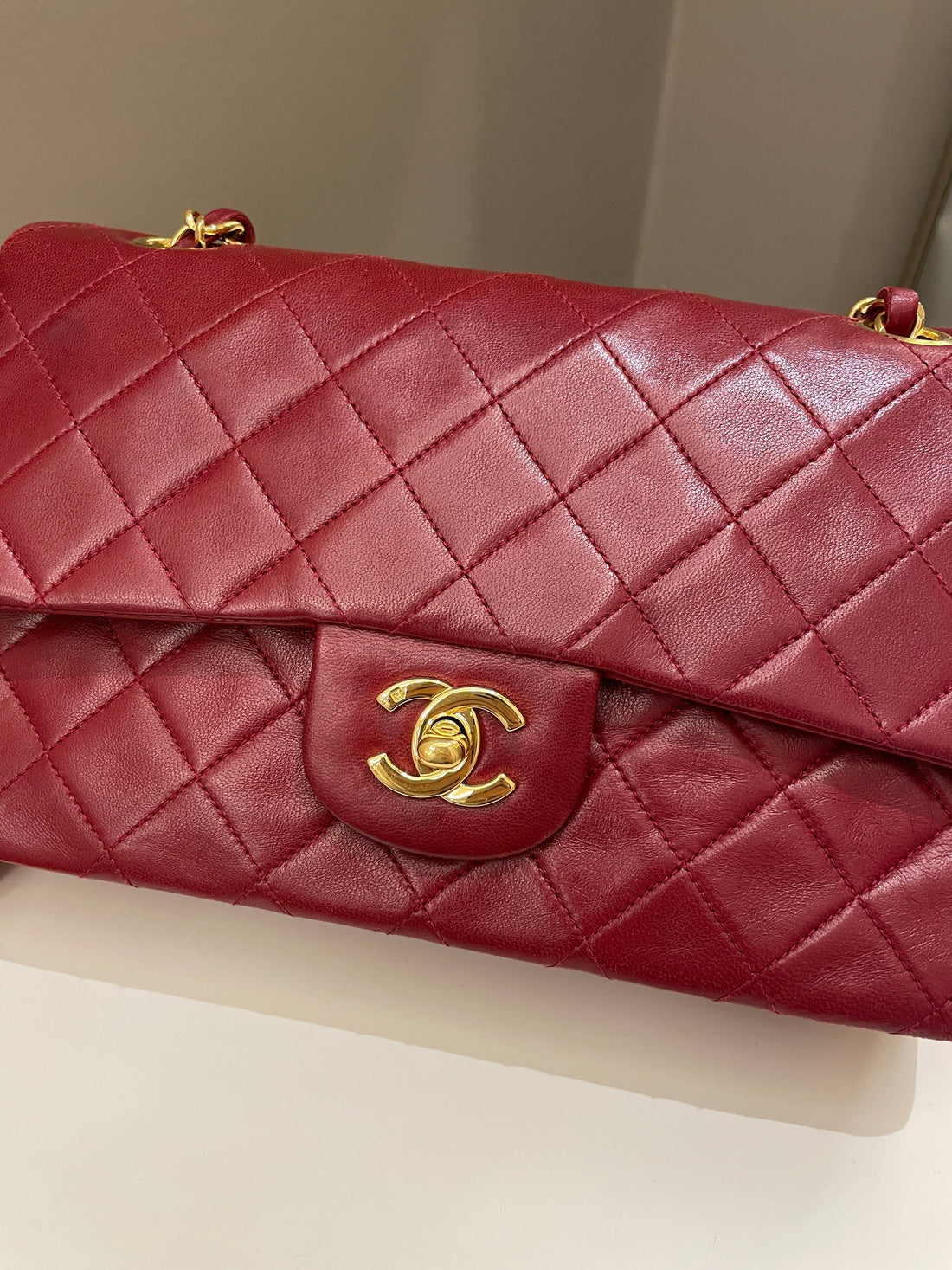 Chanel Vintage Classic Small Double Flap Red Lambskin - Bags
