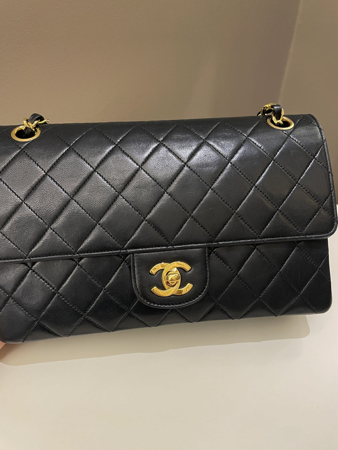 Chanel Vintage Classic Quilted Medium Double Flap Black Lambskin - Bags