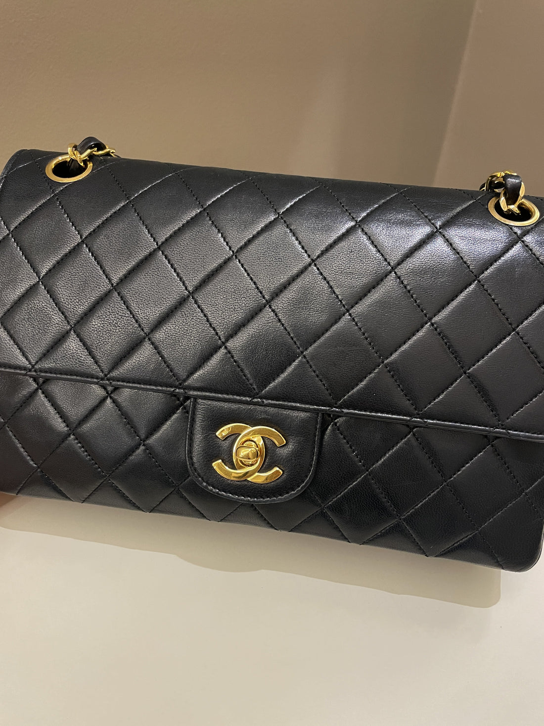 Chanel Vintage Classic Quilted Medium Double Flap Black Lambskin - Bags