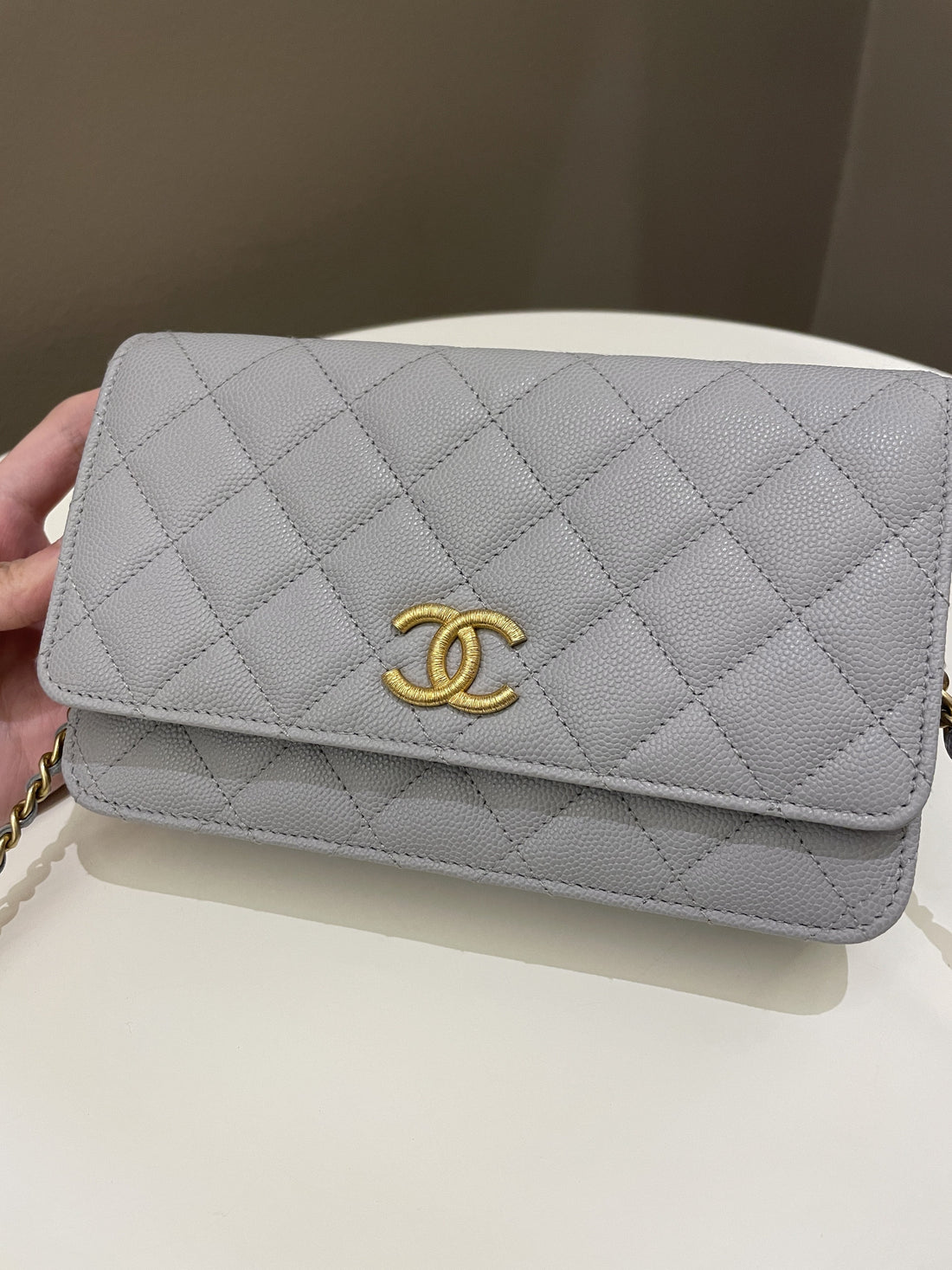 Chanel Gold Cc Classic Wallet on Chain Grey Caviar - Bags