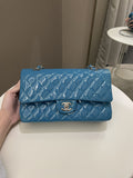 Chanel Classic Quilted Medium Double Flap Turquoise Patent - Bags - 2