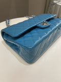 Chanel Classic Quilted Medium Double Flap Turquoise Patent - Bags - 8