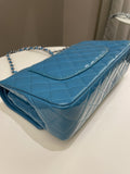 Chanel Classic Quilted Medium Double Flap Turquoise Patent - Bags - 10