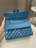 Chanel Classic Quilted Medium Double Flap Turquoise Patent - Bags - 12