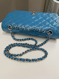 Chanel Classic Quilted Medium Double Flap Turquoise Patent - Bags - 20