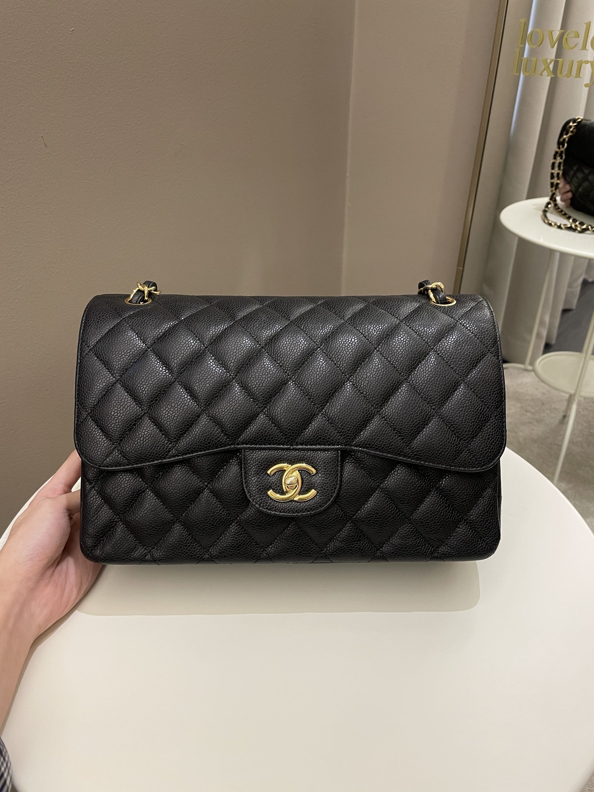 Chanel Classic Quilted Jumbo Double Flap Black Caviar - Bags - 2