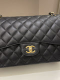 Chanel Classic Quilted Jumbo Double Flap Black Caviar - Bags