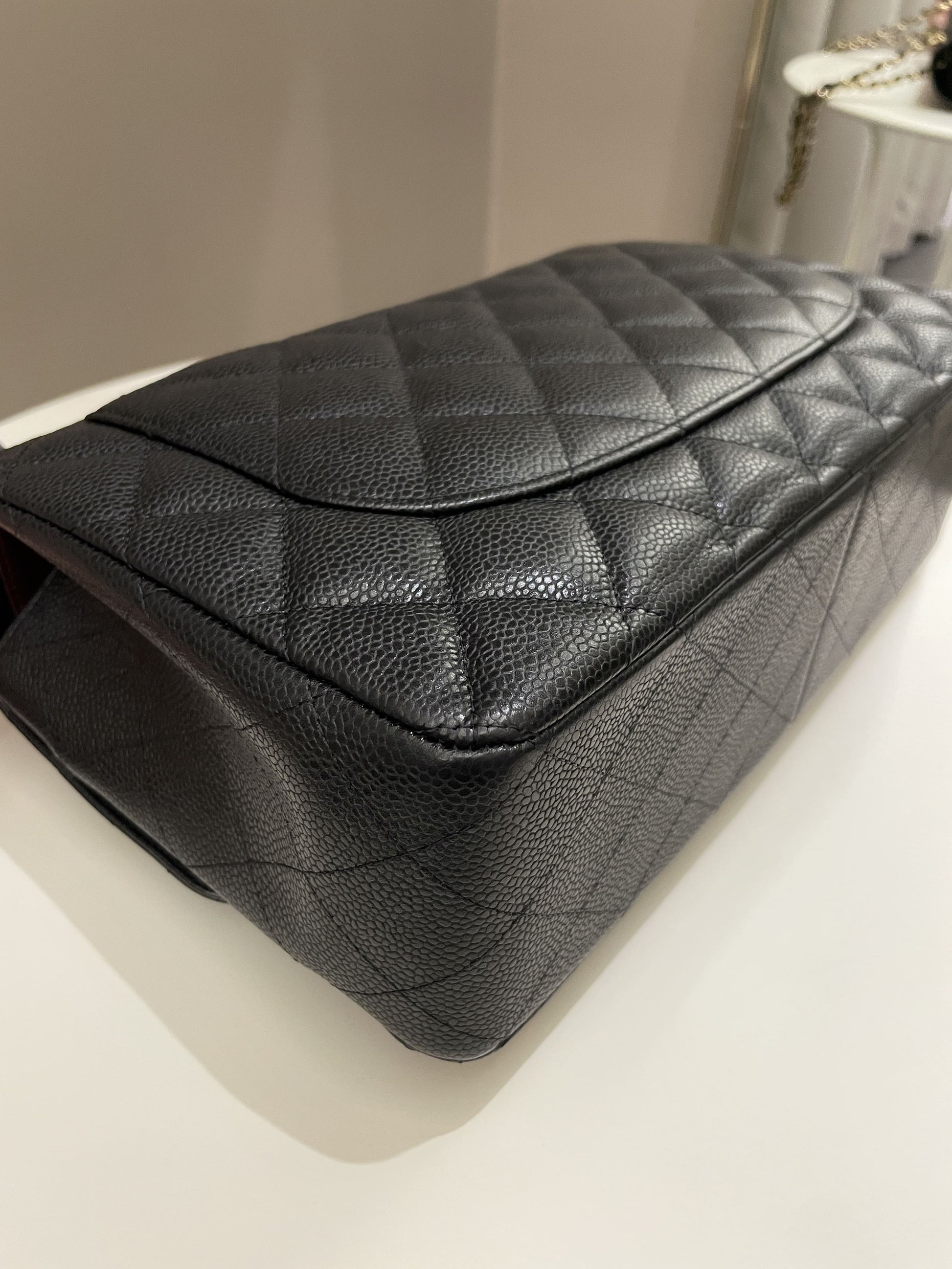 Chanel Classic Quilted Jumbo Double Flap Black Caviar - Bags - 11