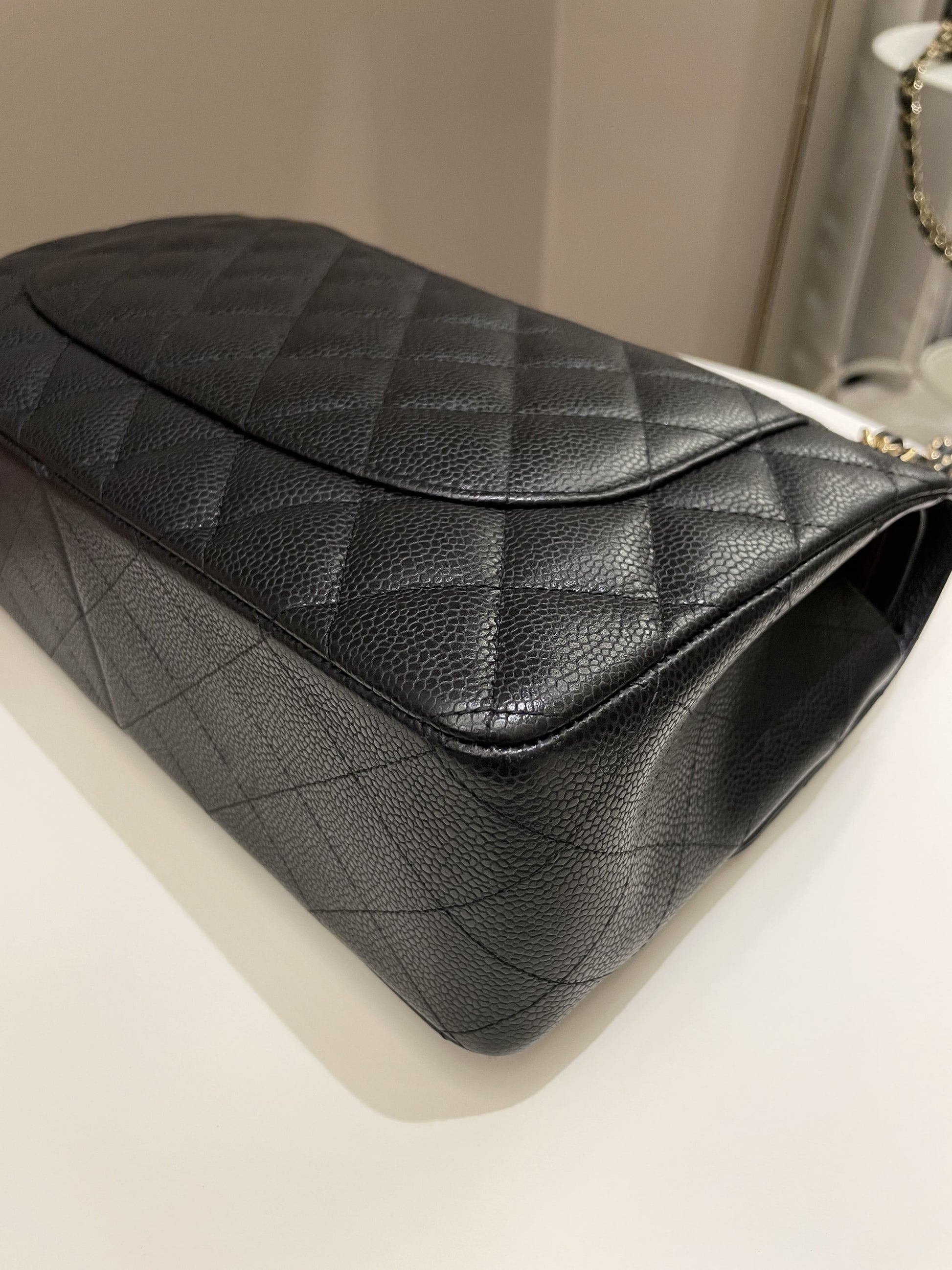 Chanel Classic Quilted Jumbo Double Flap Black Caviar - Bags - 12