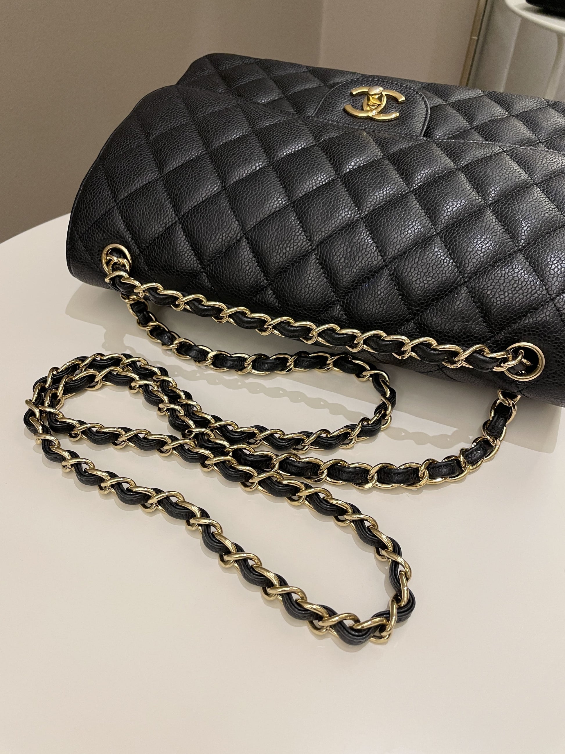 Chanel Classic Quilted Jumbo Double Flap Black Caviar - Bags - 21