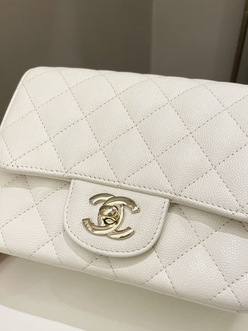 Chanel Classic Quilted Mini Square Ivory Caviar - Bags