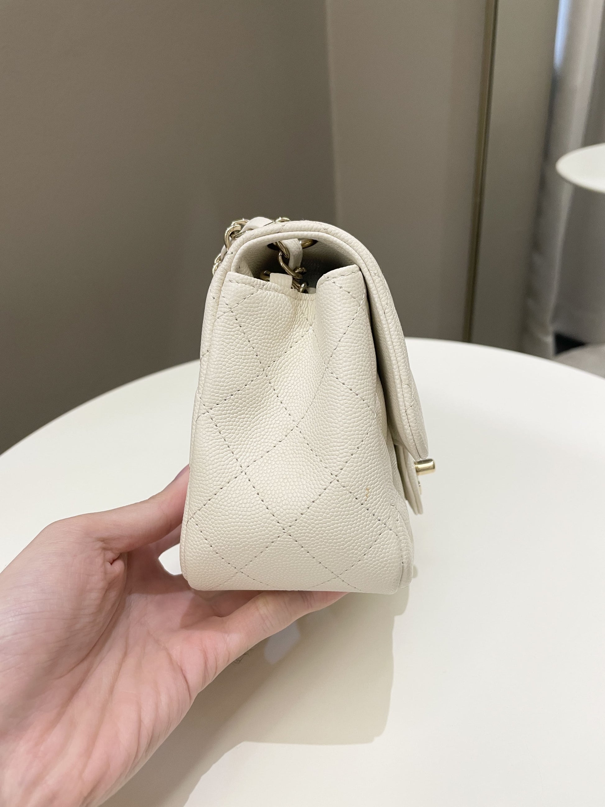 Chanel Classic Quilted Mini Square Ivory Caviar - Bags - 6
