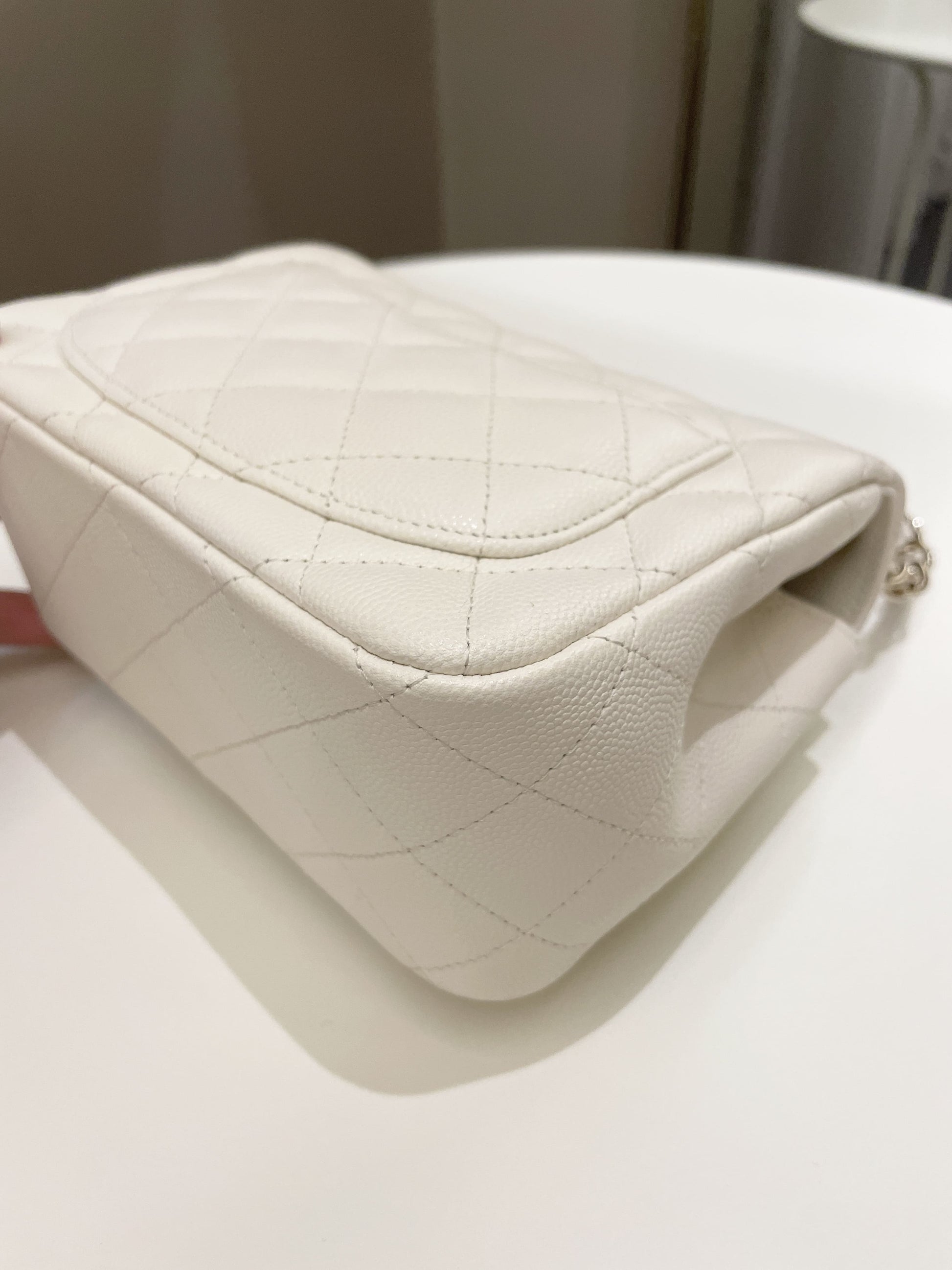 Chanel Classic Quilted Mini Square Ivory Caviar - Bags - 12