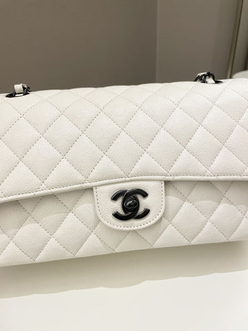 Chanel Classic Quilted Medium Double Flap Ivory Calf - Bags
