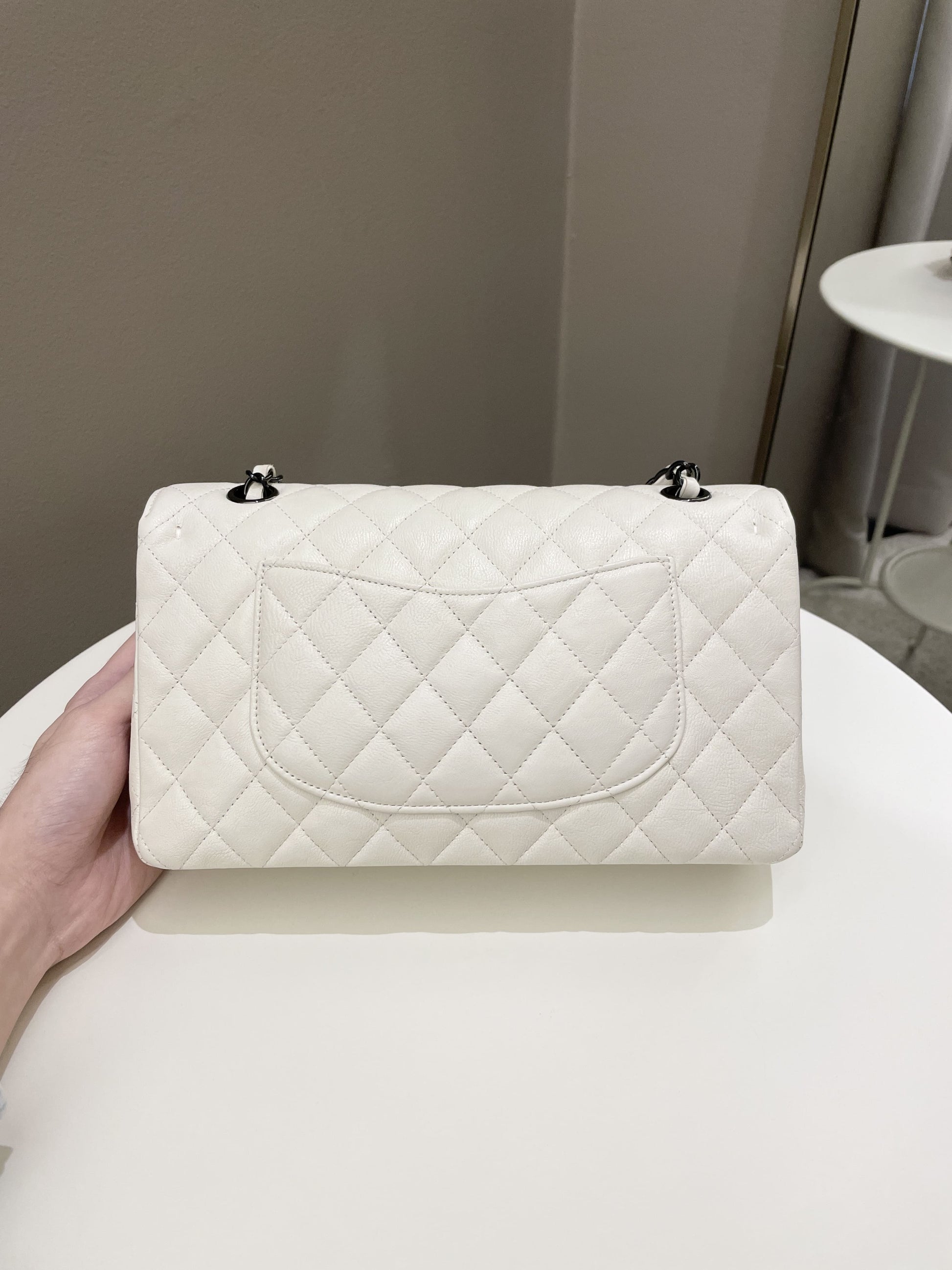 Chanel Classic Quilted Medium Double Flap Ivory Calf - Bags - 3