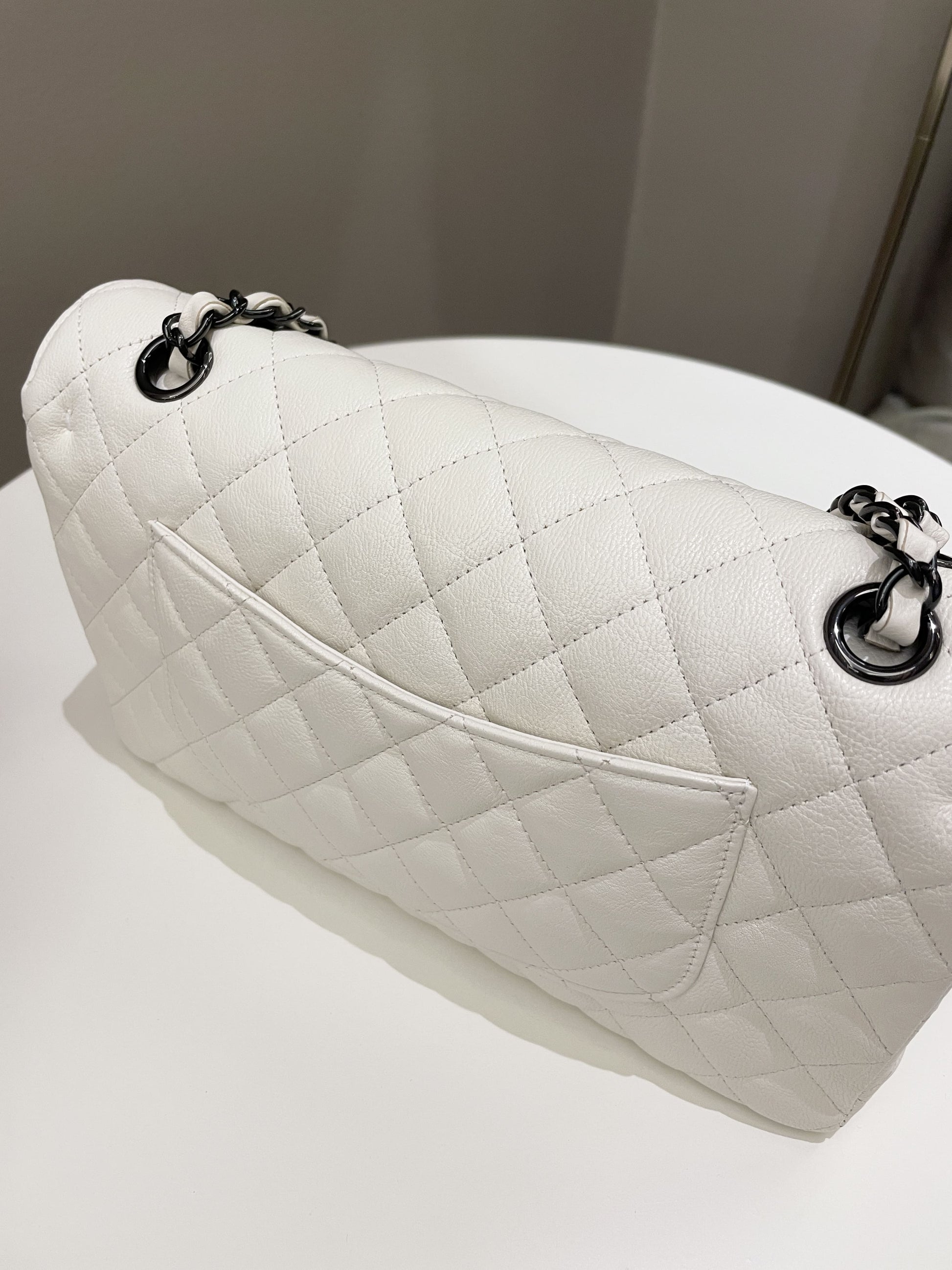 Chanel Classic Quilted Medium Double Flap Ivory Calf - Bags - 4